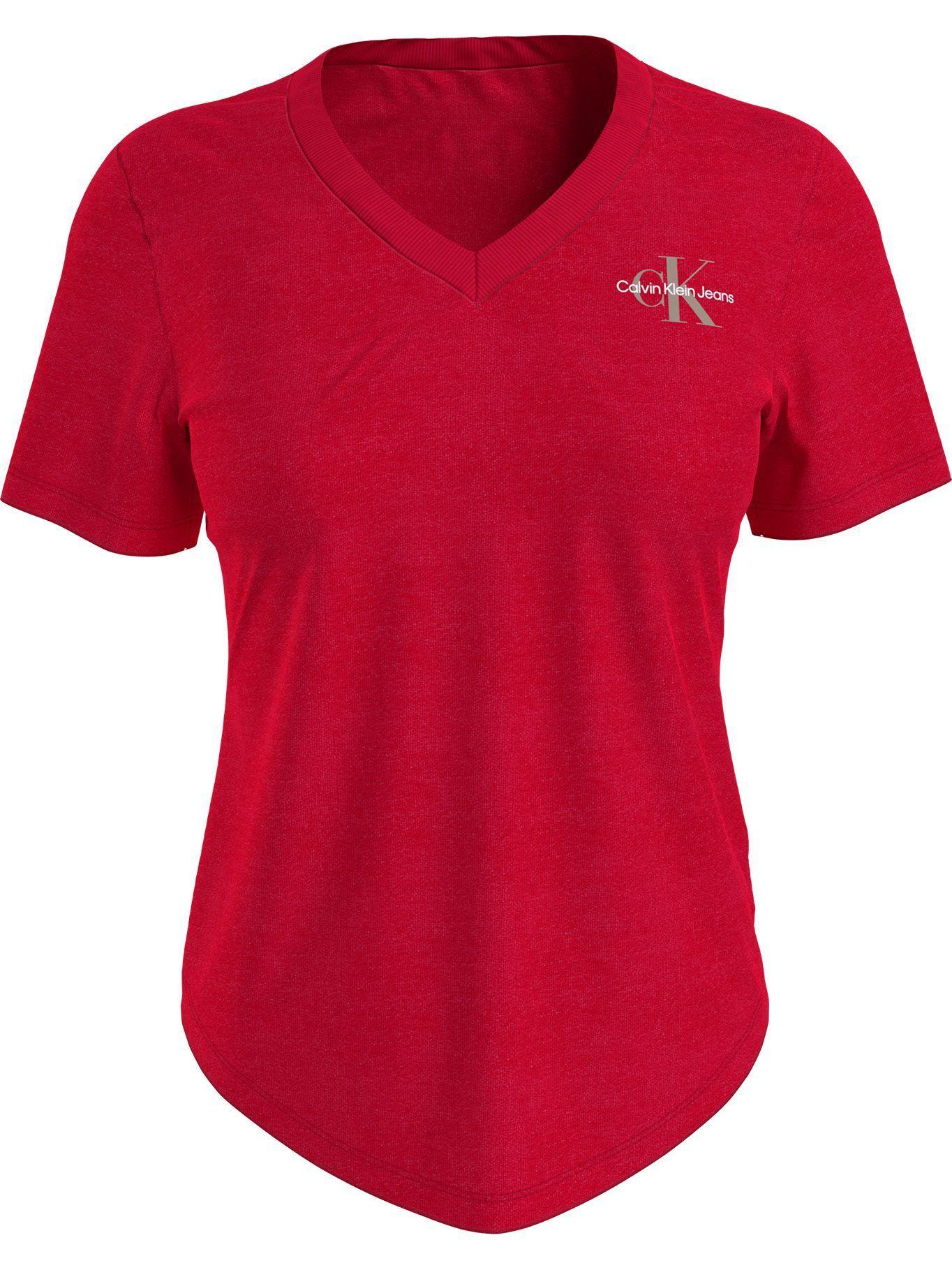 Polera Monogram Logo Slim Rojo Calvin Klein-0