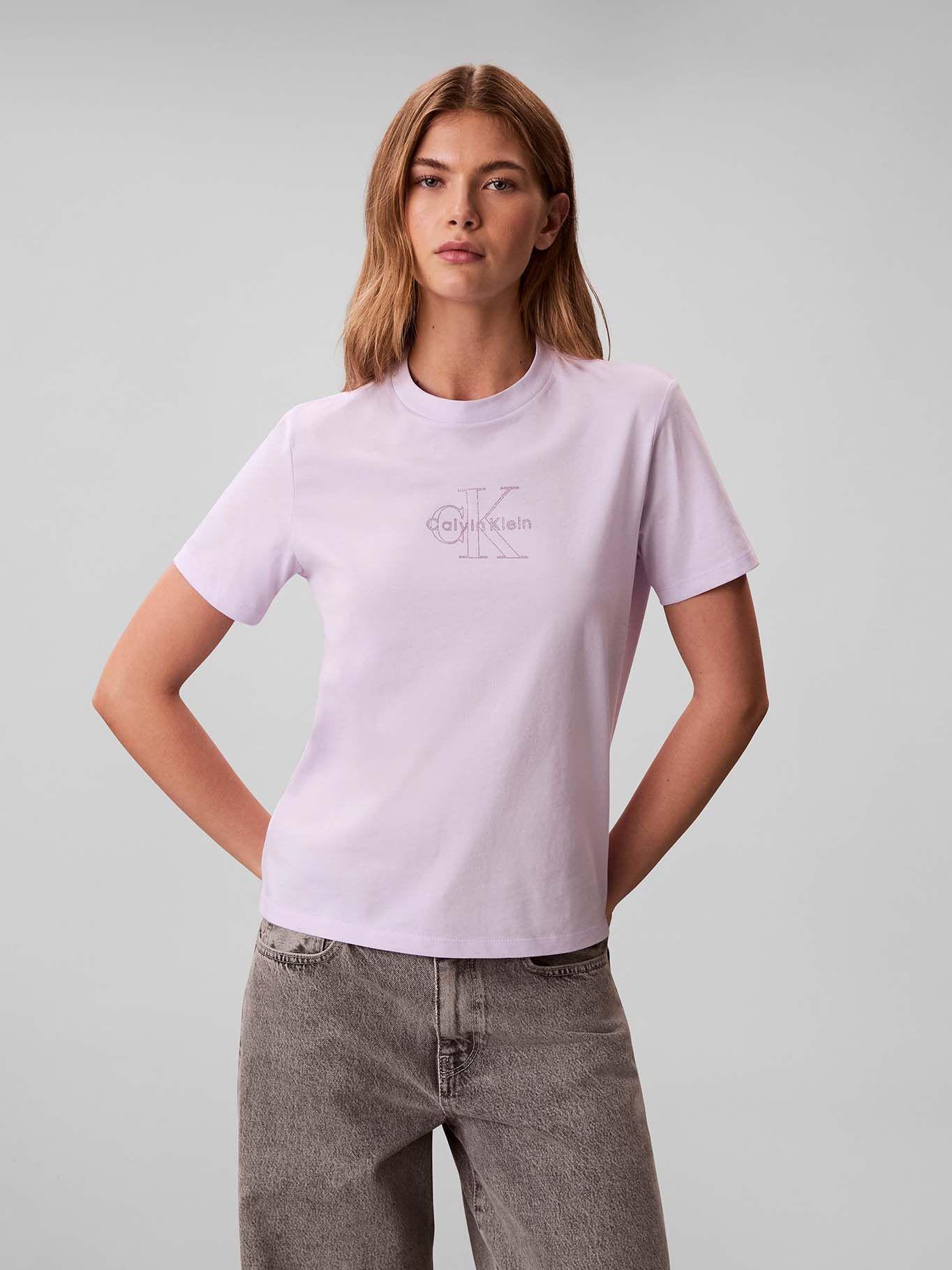 Polera Clásica con Monologo Lila Calvin Klein-0