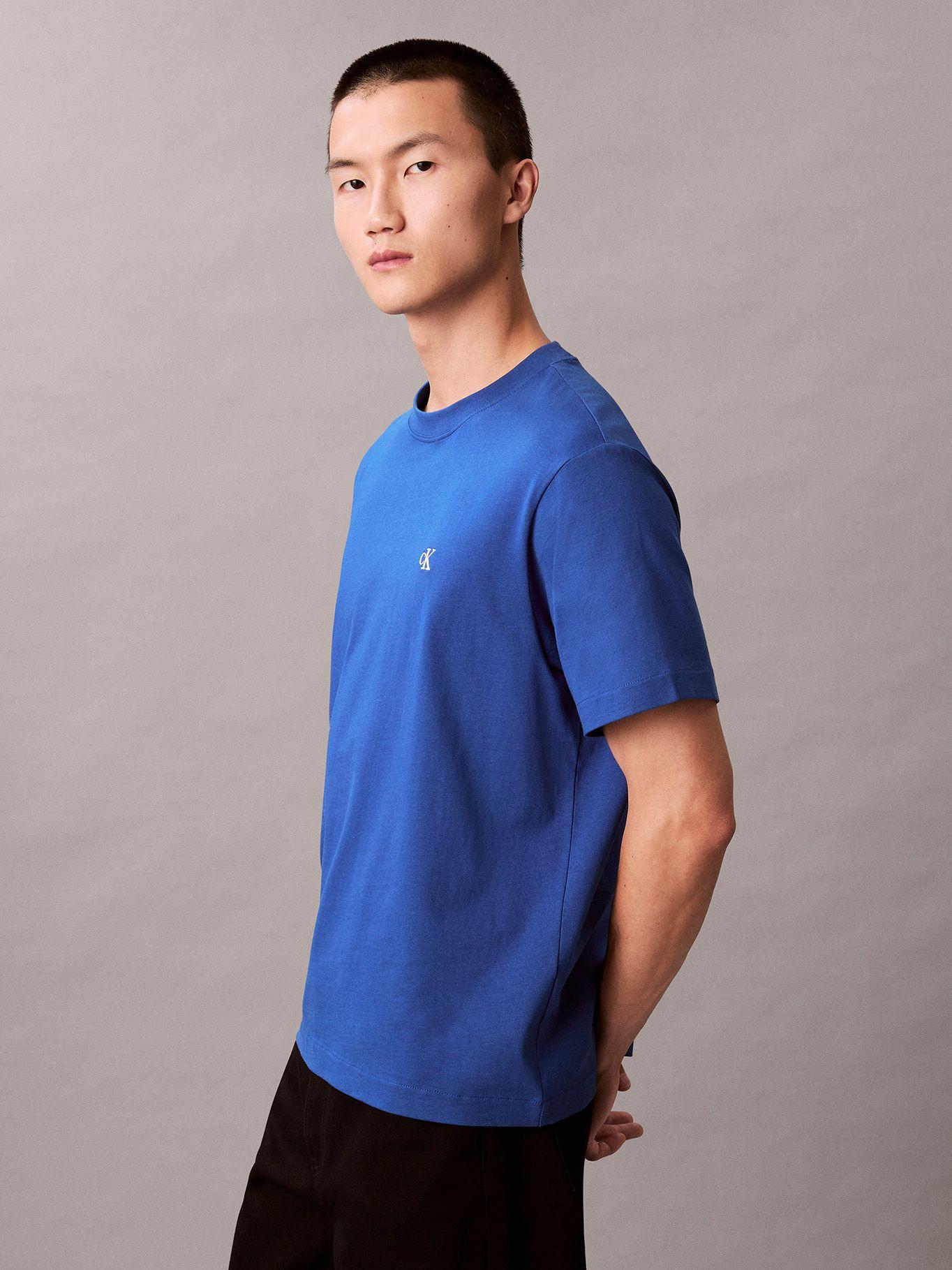 Polera con Monograma Bordado Azul Calvin Klein-3