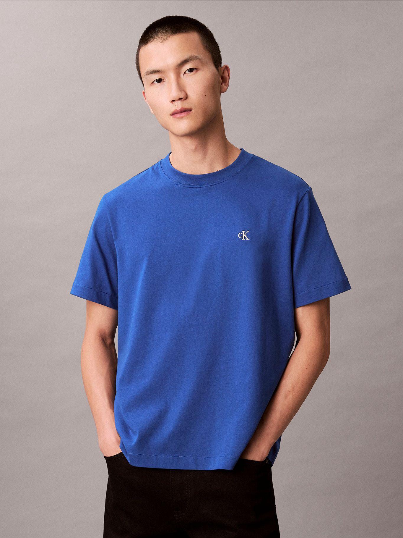 Polera con Monograma Bordado Azul Calvin Klein-4