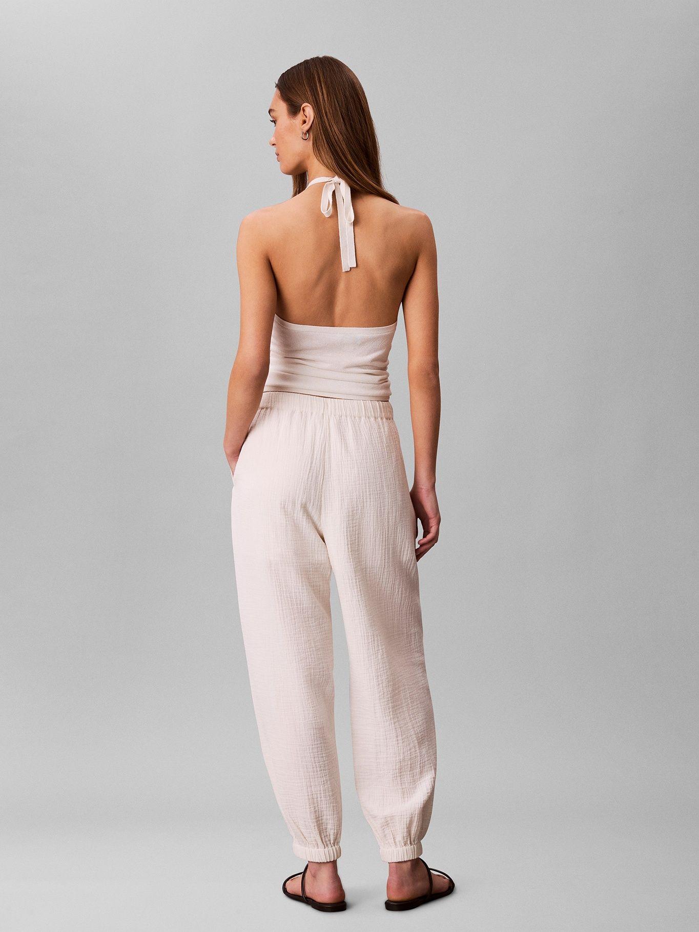 Pantalón de Doble Gasa de Algodón Blanco Calvin Klein-2