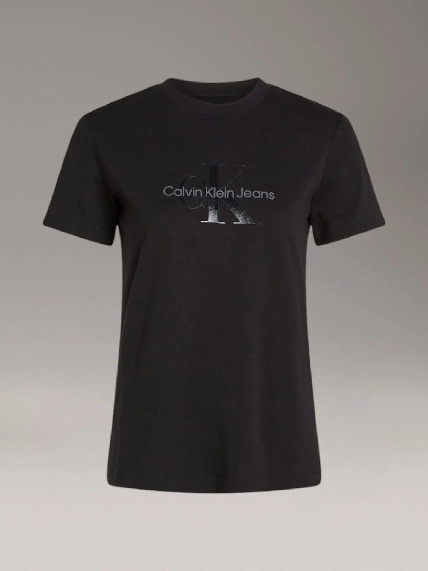 Polera regular monograma brillante Negro Calvin Klein-4
