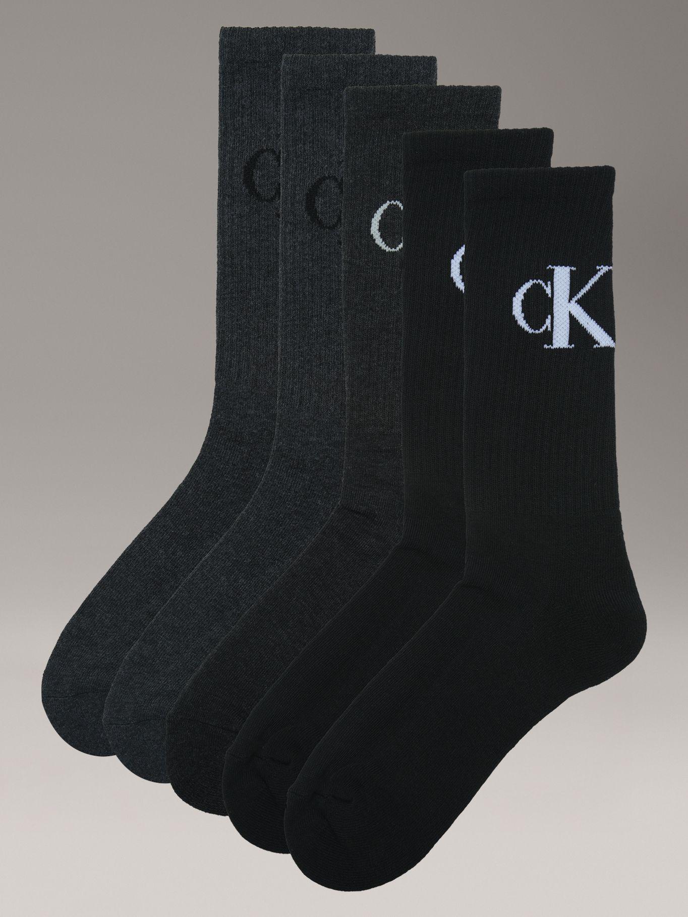 Pack 5 Calcetines Largos con Logo Negro Calvin Klein-0