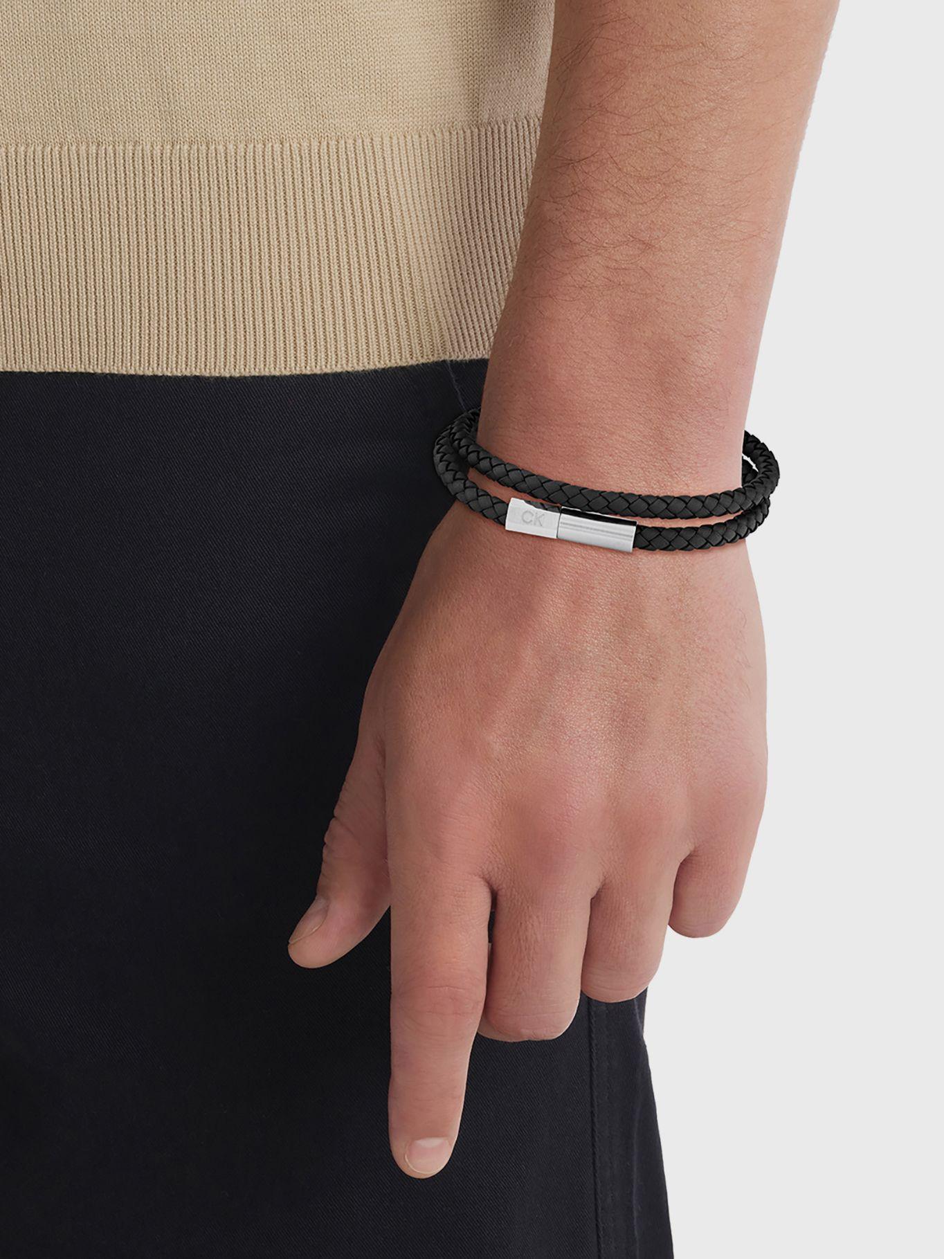 Pulsera Logo Metal de Cuero Negro Calvin Klein-2