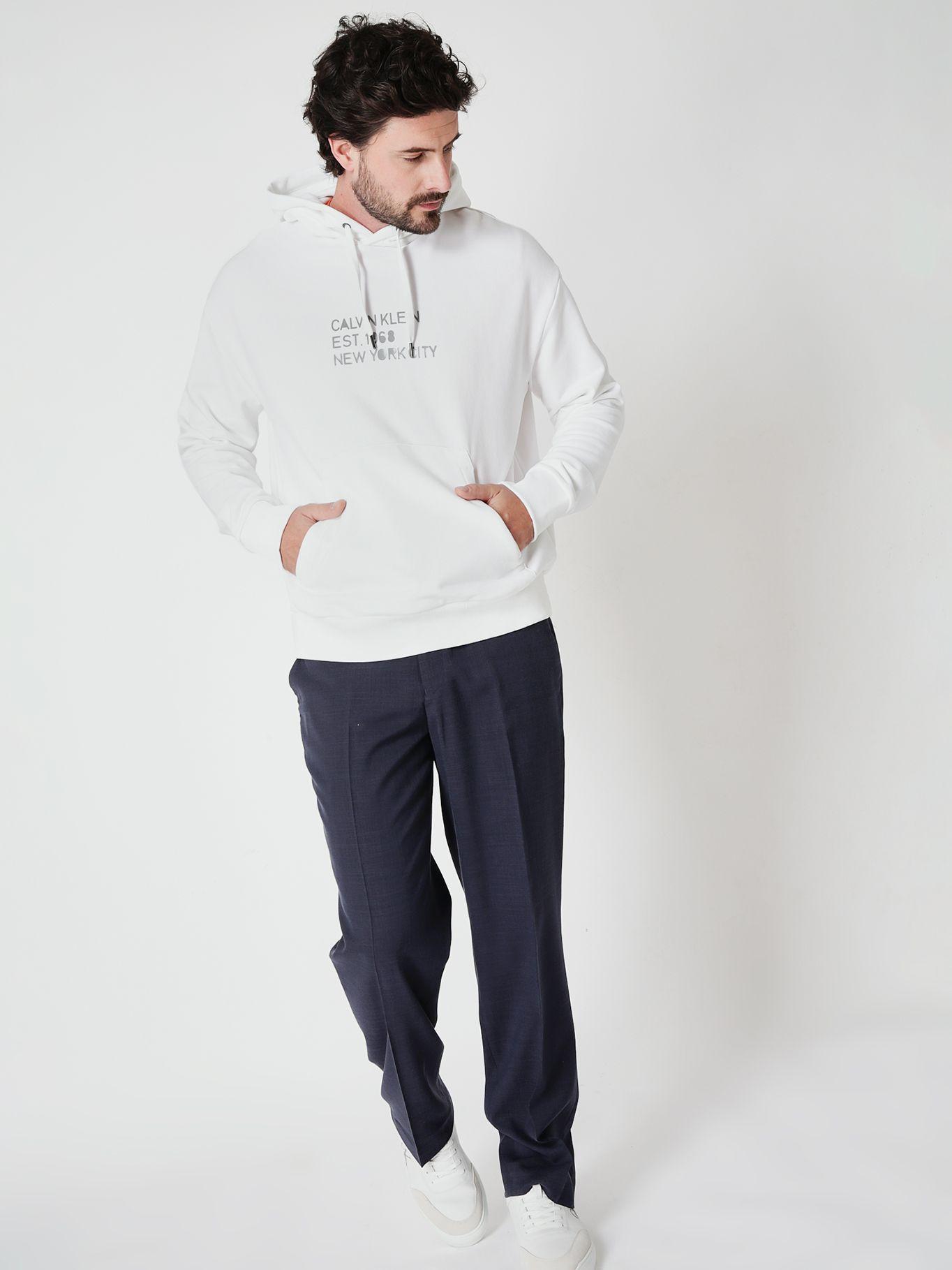 Polerón con Gorro Mixed Blanco Calvin Klein-1