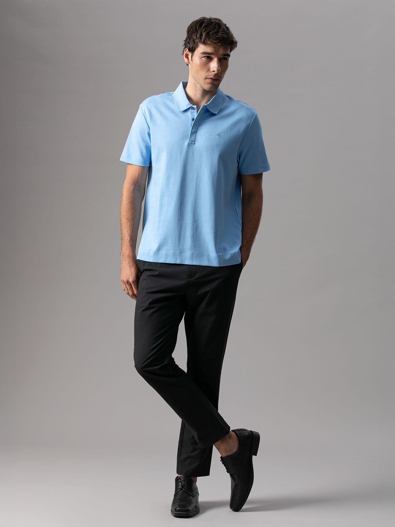 Polo de Algodón Interlock Celeste Calvin Klein-1