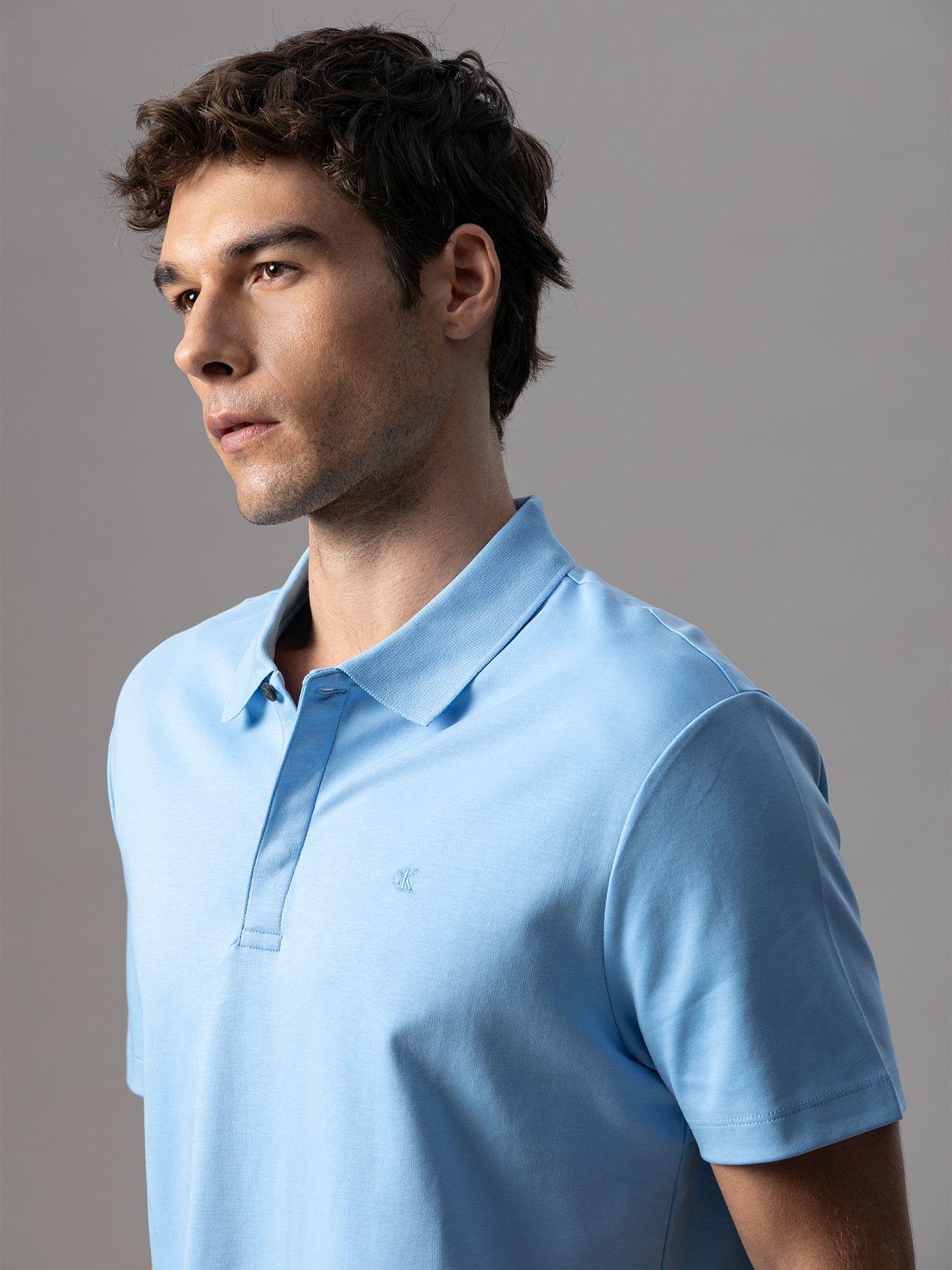 Polo de Algodón Interlock Celeste Calvin Klein-3