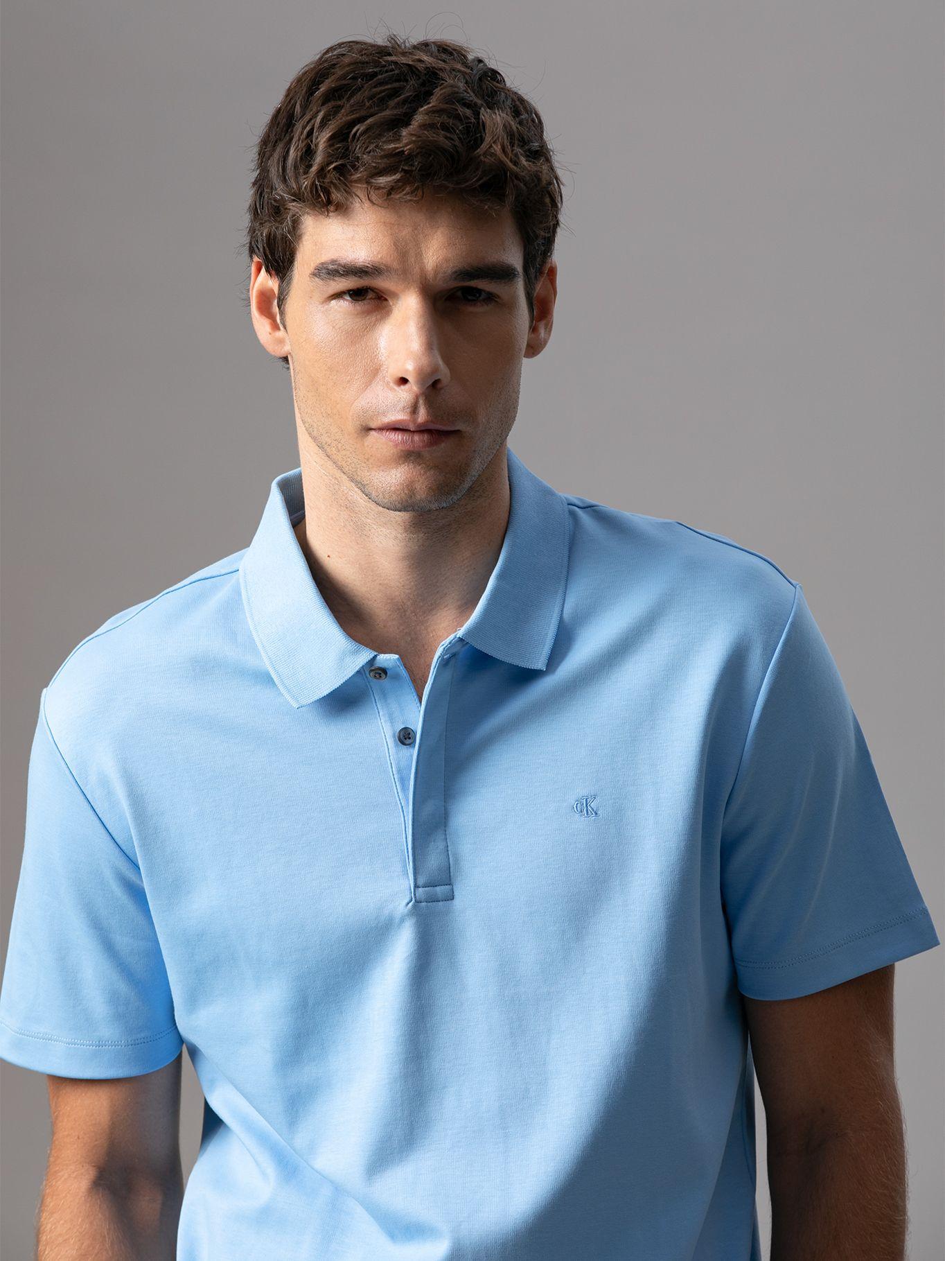 Polo de Algodón Interlock Celeste Calvin Klein-4