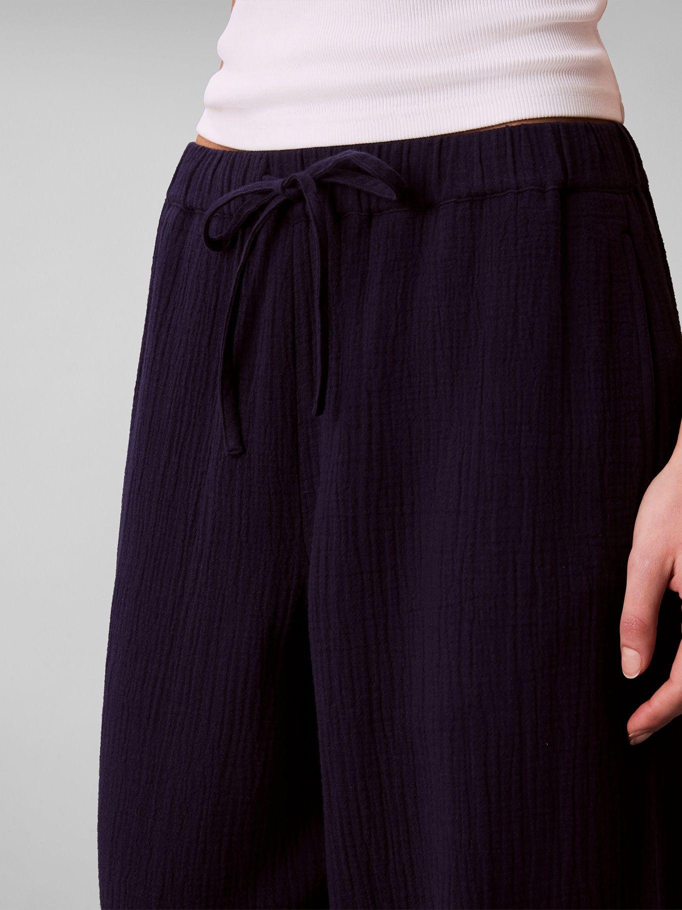 Pantalón de Doble Gasa de Algodón Azul Calvin Klein-4