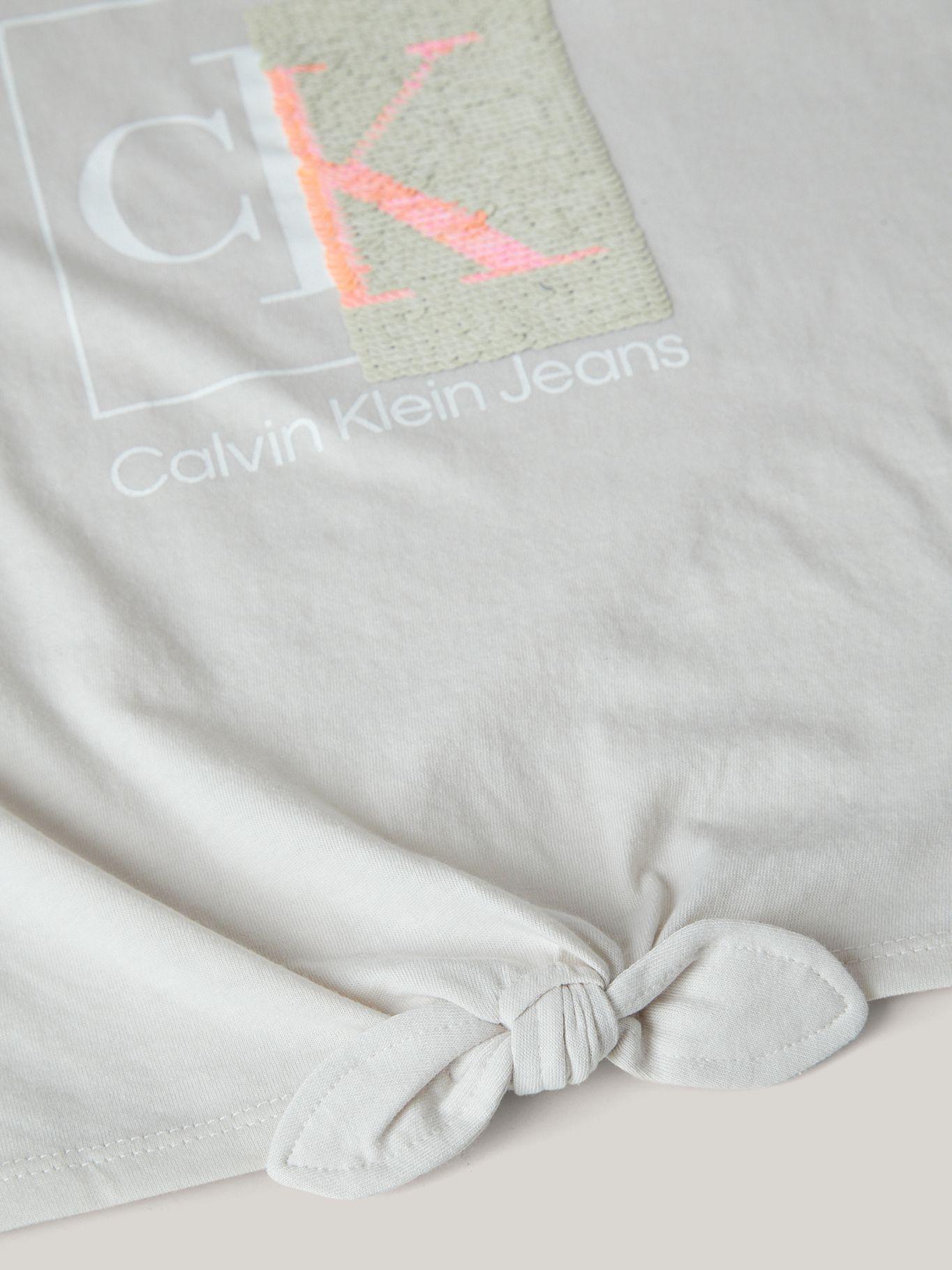 Polera Niña Split Monogram Sequin Gris Calvin Klein-2