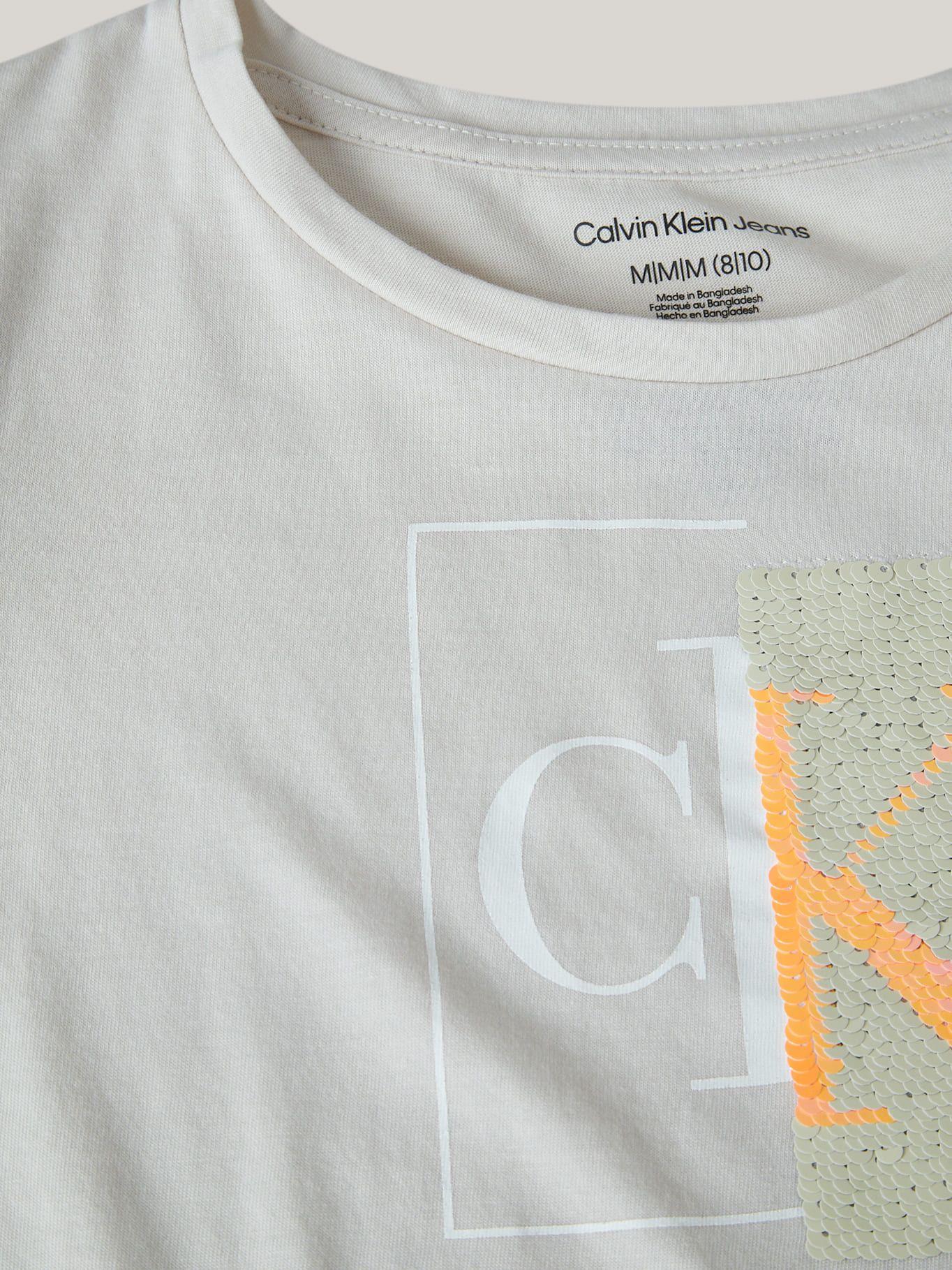 Polera Niña Split Monogram Sequin Gris Calvin Klein-3