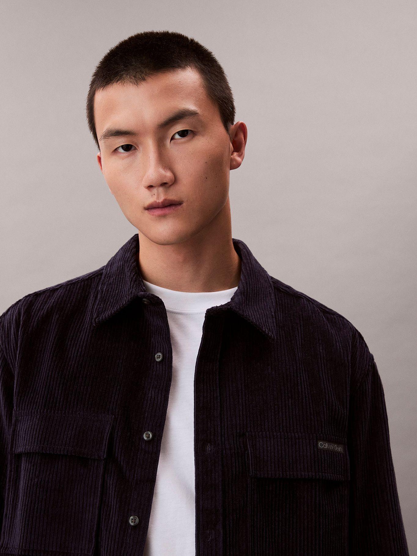 Camisa en Pana con Bolsillos Azul Calvin Klein-5