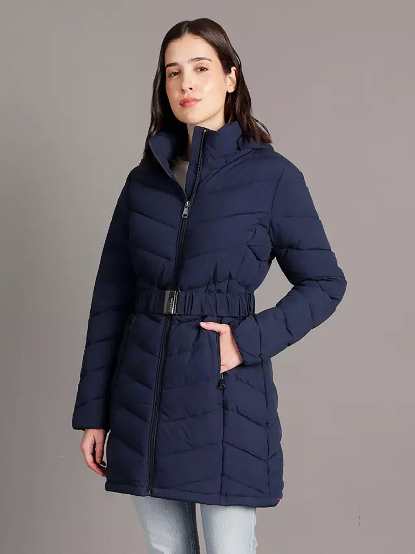 Parka Larga Puffer con Gorro Azul Calvin Klein-0