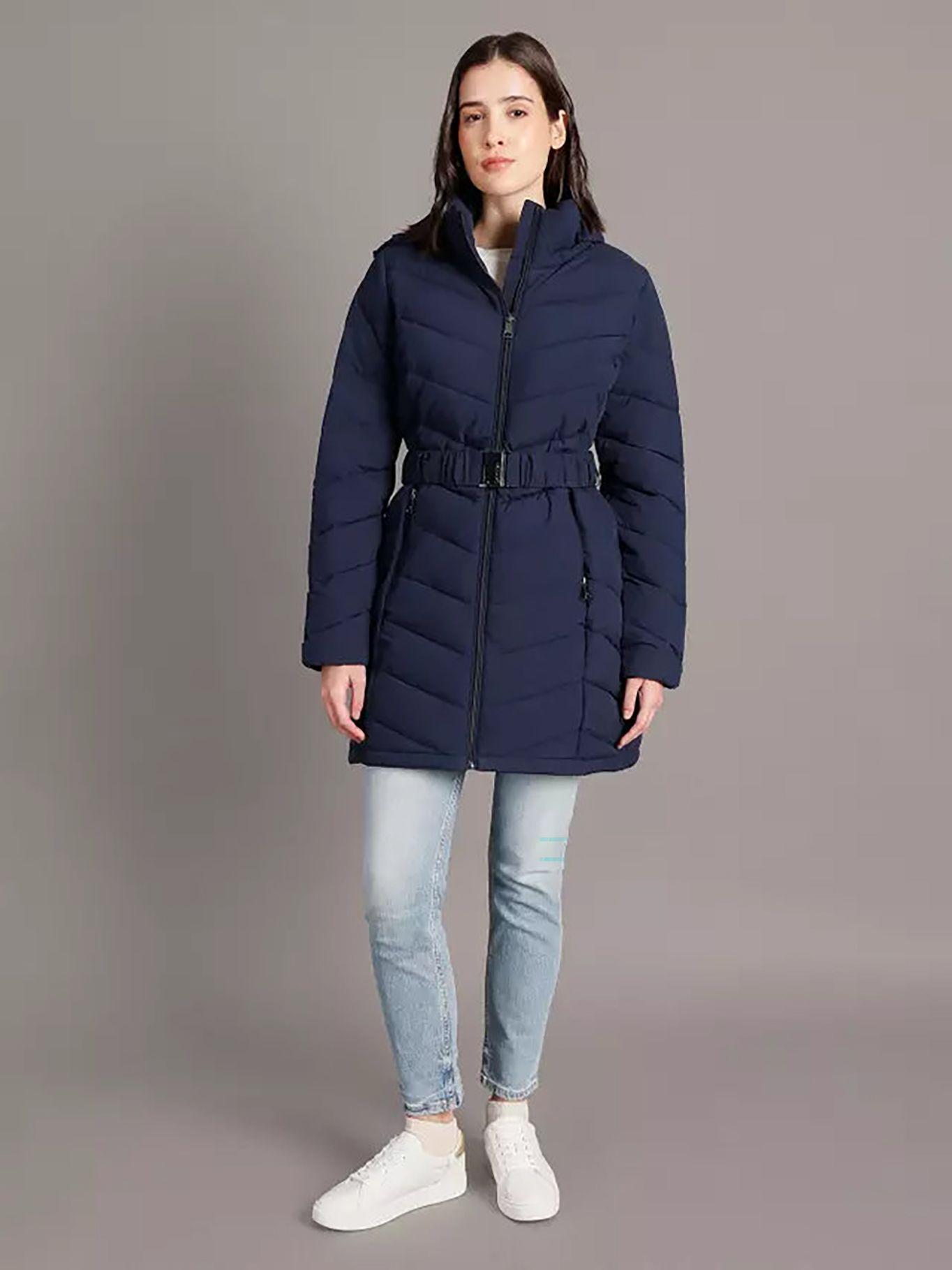 Parka Larga Puffer con Gorro Azul Calvin Klein-1