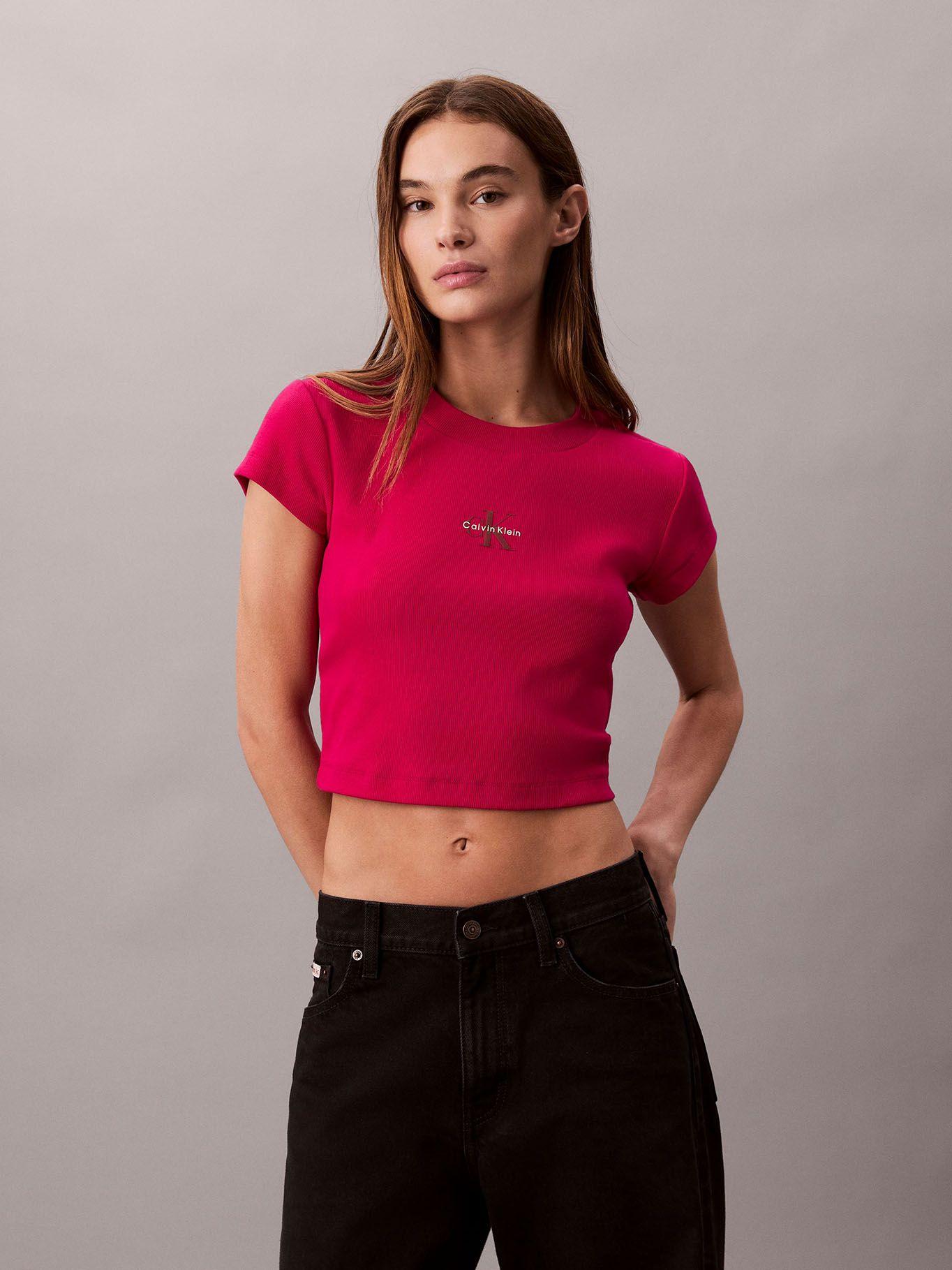 Polera con Tejido Acanalado Fucsia Calvin Klein-0