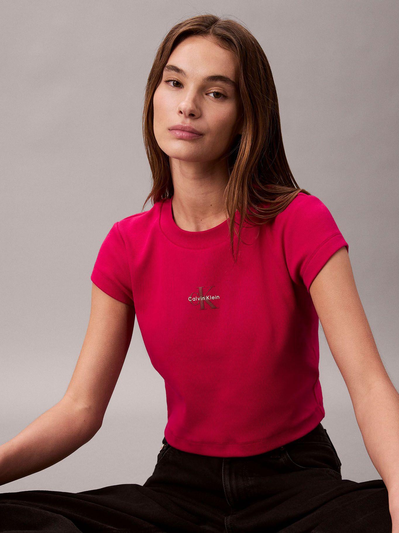 Polera con Tejido Acanalado Fucsia Calvin Klein-3