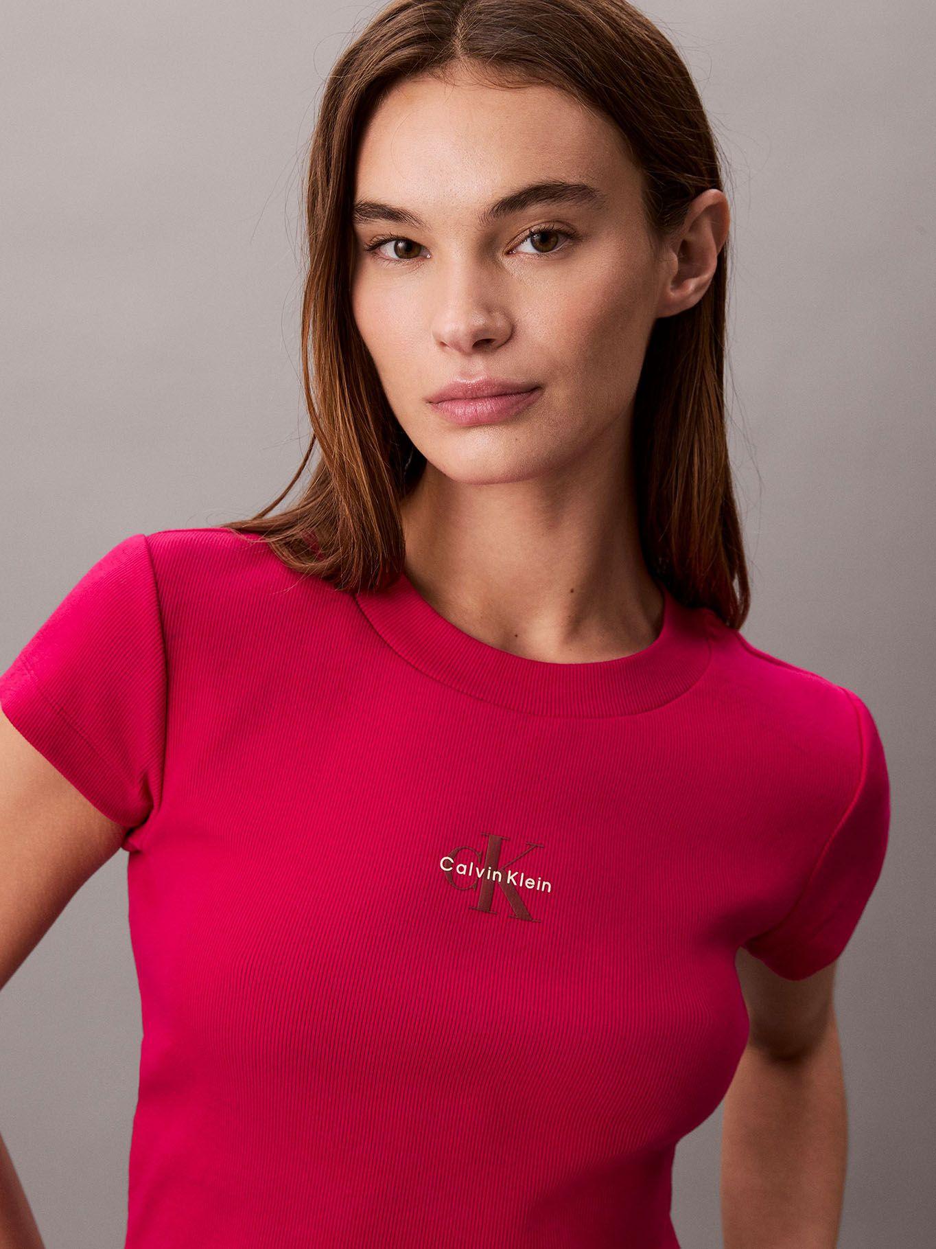 Polera con Tejido Acanalado Fucsia Calvin Klein-4
