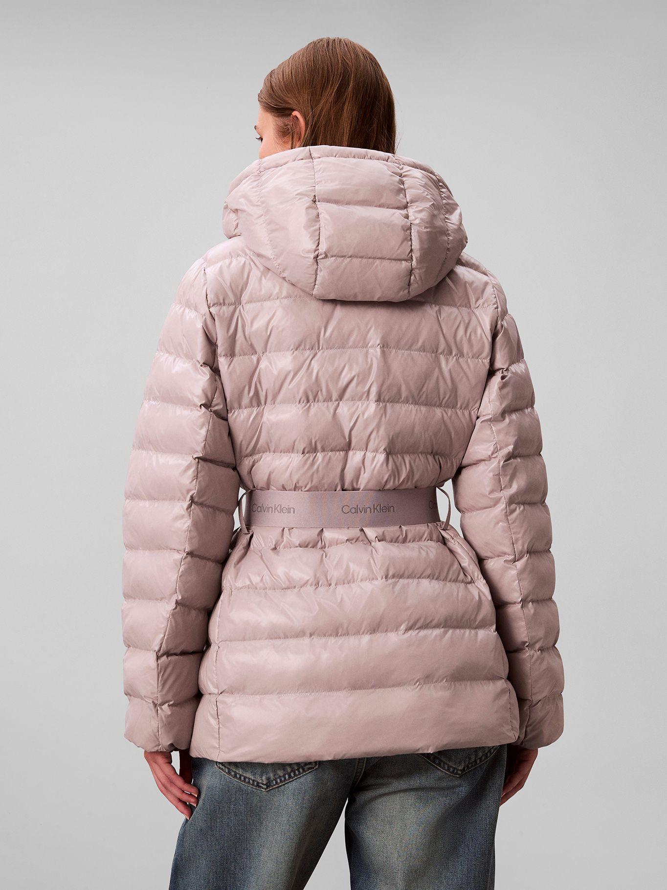Parka Puffer Plumas Ligera C Cinturón Gris Calvin Klein-2