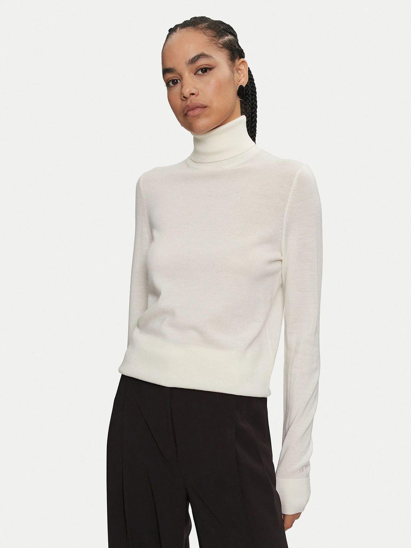 Sweater Merino Wool Roll Neck Blanco Calvin Klein-0
