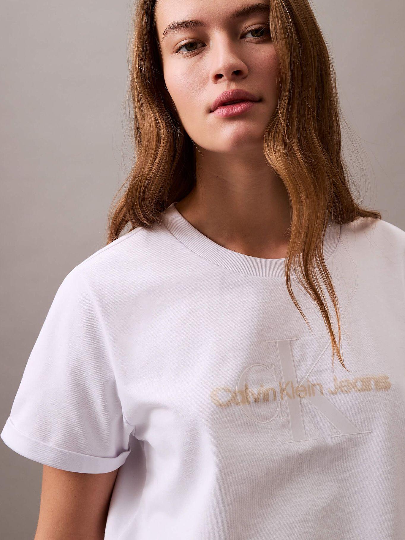 Polera Cropped con Logo Brillante Blanco Calvin Klein-3