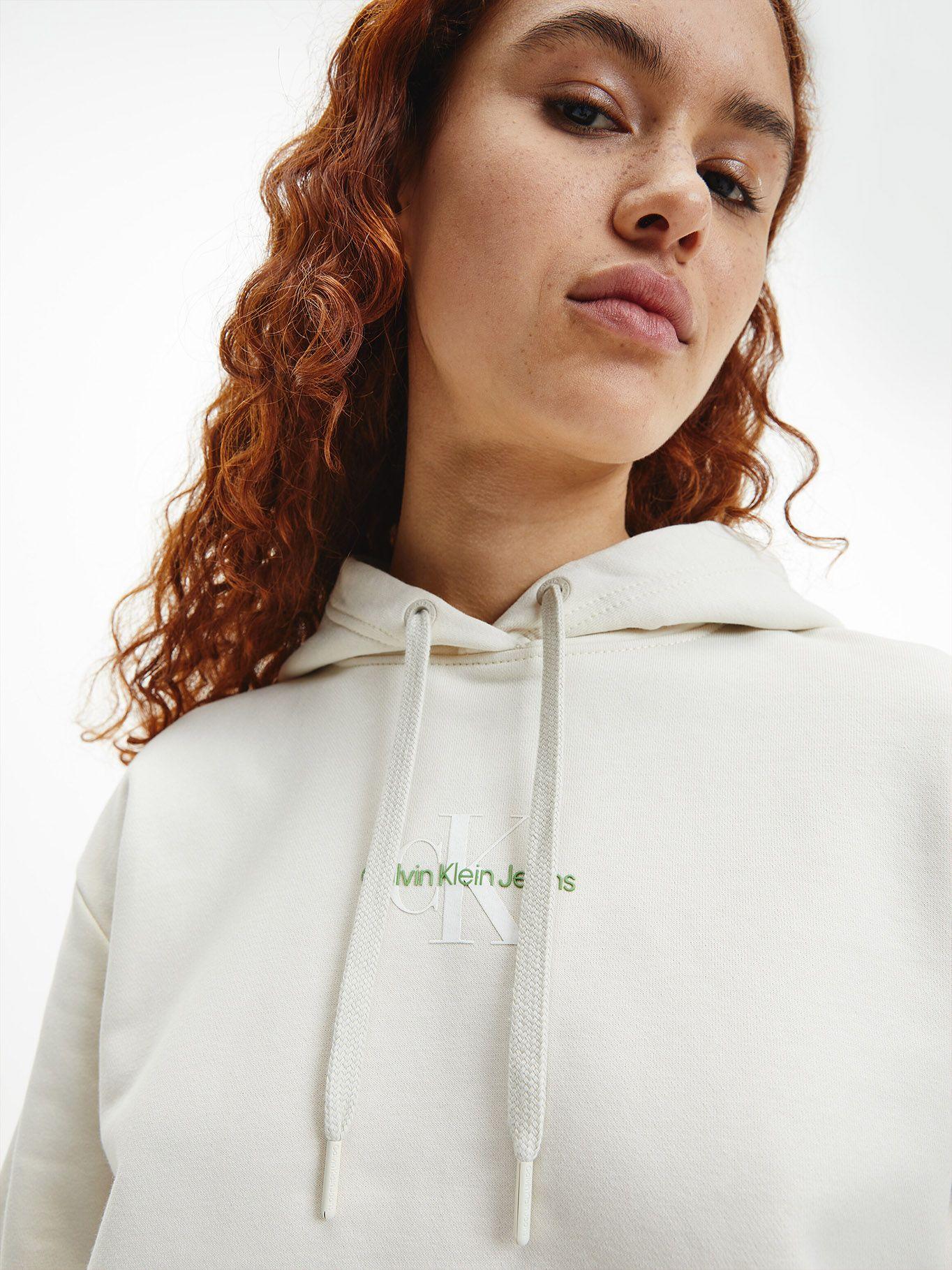 Hoodie Monogram Logo Crema Calvin Klein-3