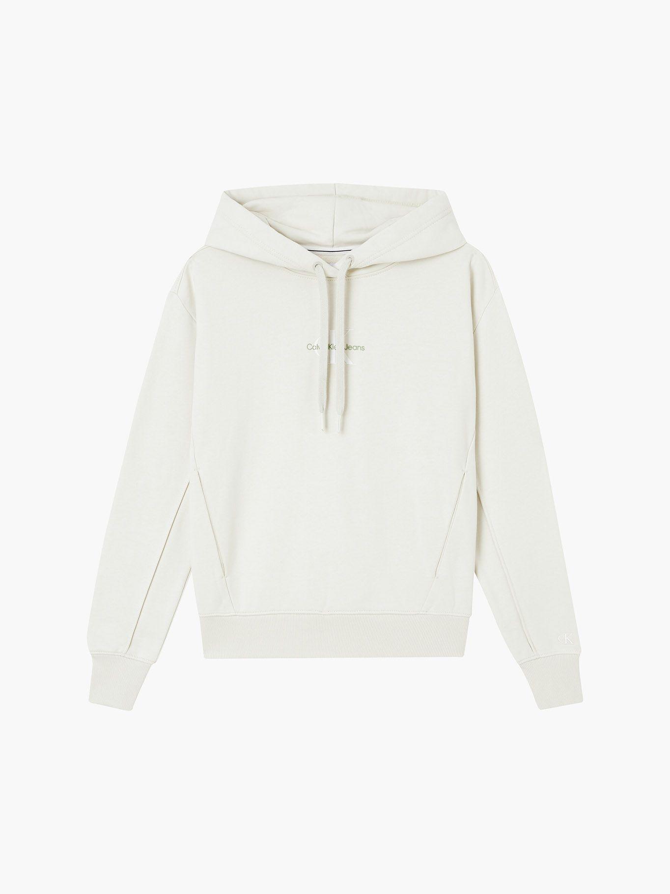 Hoodie Monogram Logo Crema Calvin Klein-4