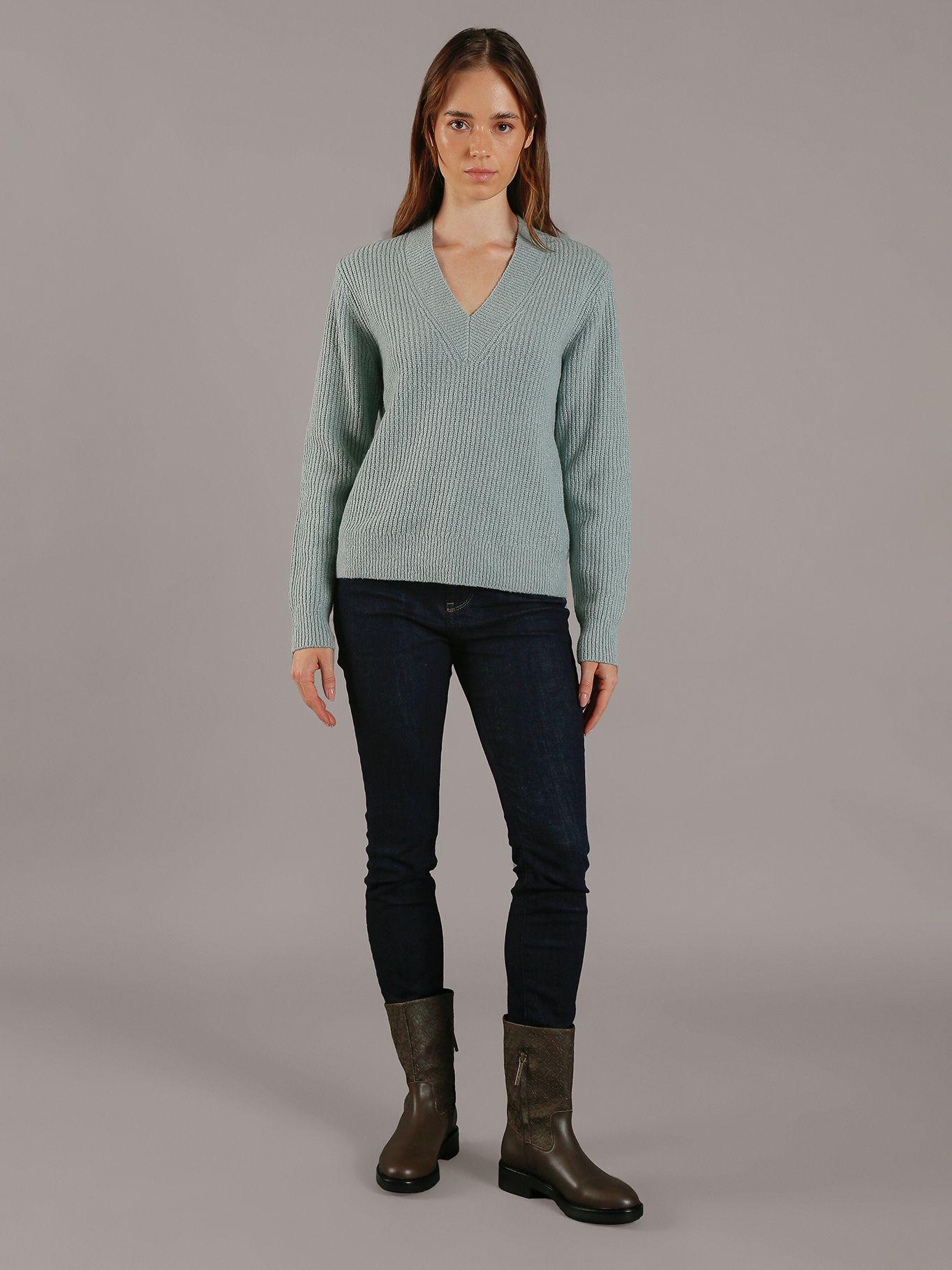 Sweater Boucle V Neck Relaxed Verde Calvin Klein-1