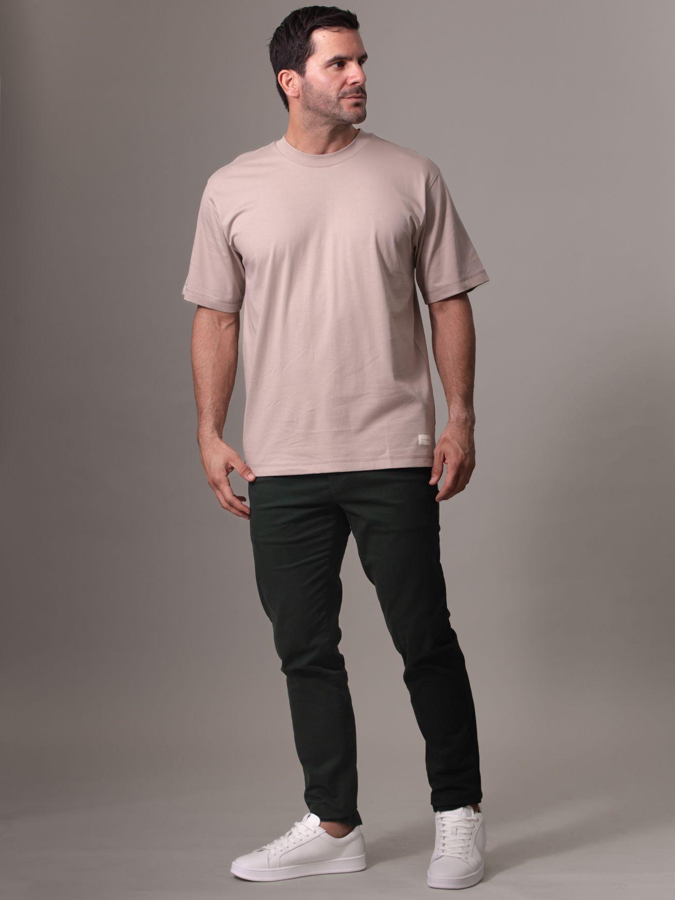 Polera Woven Label Relaxed Beige Calvin Klein-1