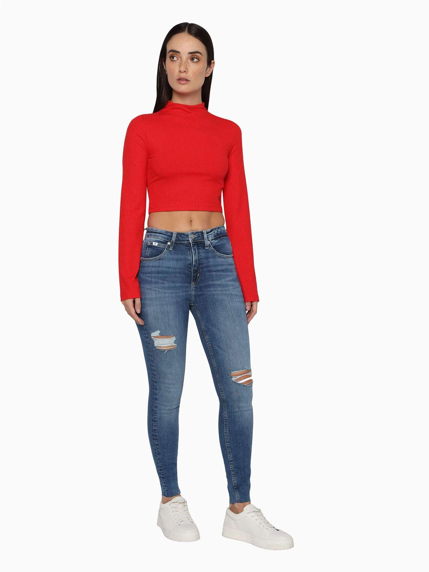 Camisate corta con manga largas acampanadas Rojo Calvin Klein-1