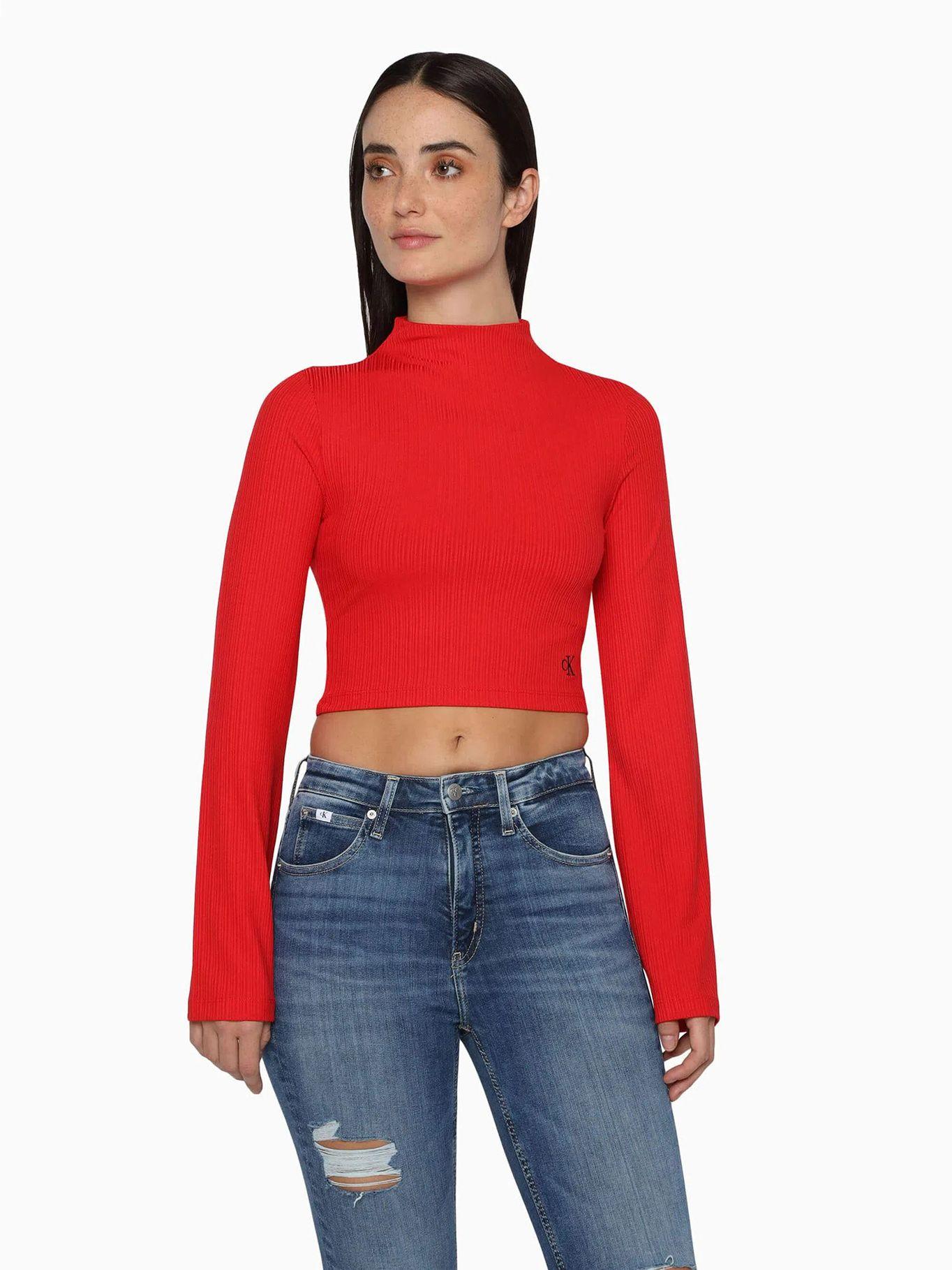 Camisate corta con manga largas acampanadas Rojo Calvin Klein-0