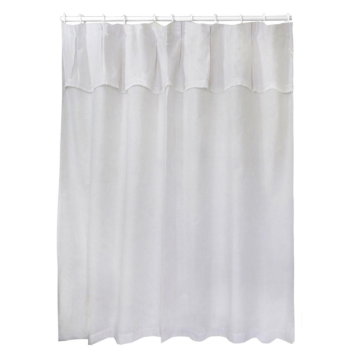 Par Cortinas de Baño Blancas Clásicas Broderie Casa Cecilia-0