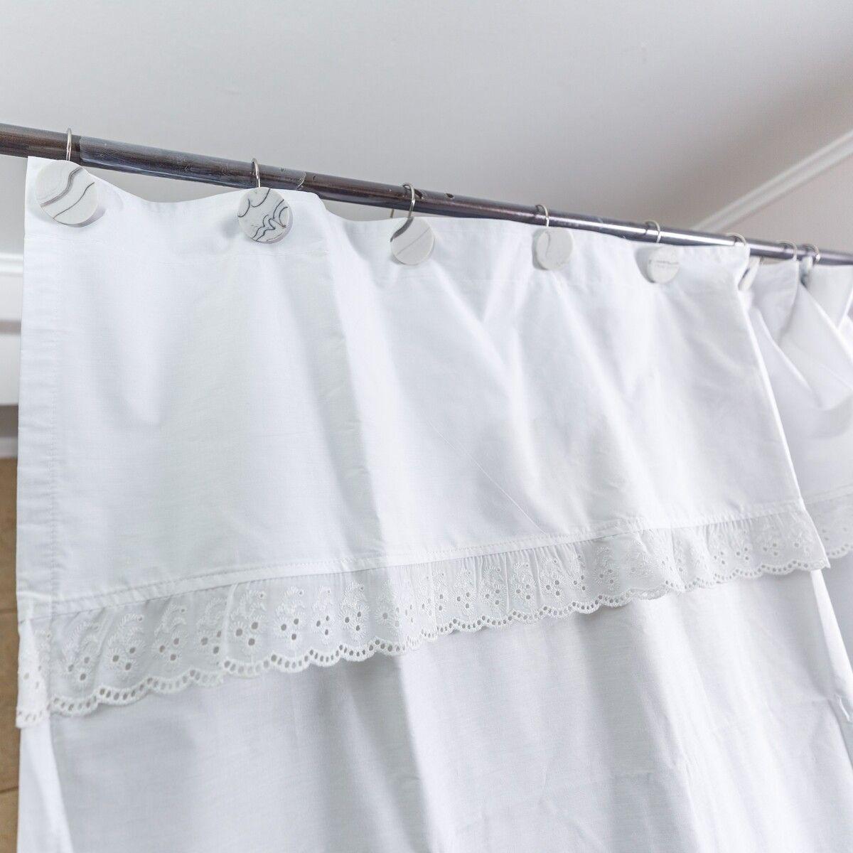 Par Cortinas de Baño Blancas Clásicas Broderie Casa Cecilia-3