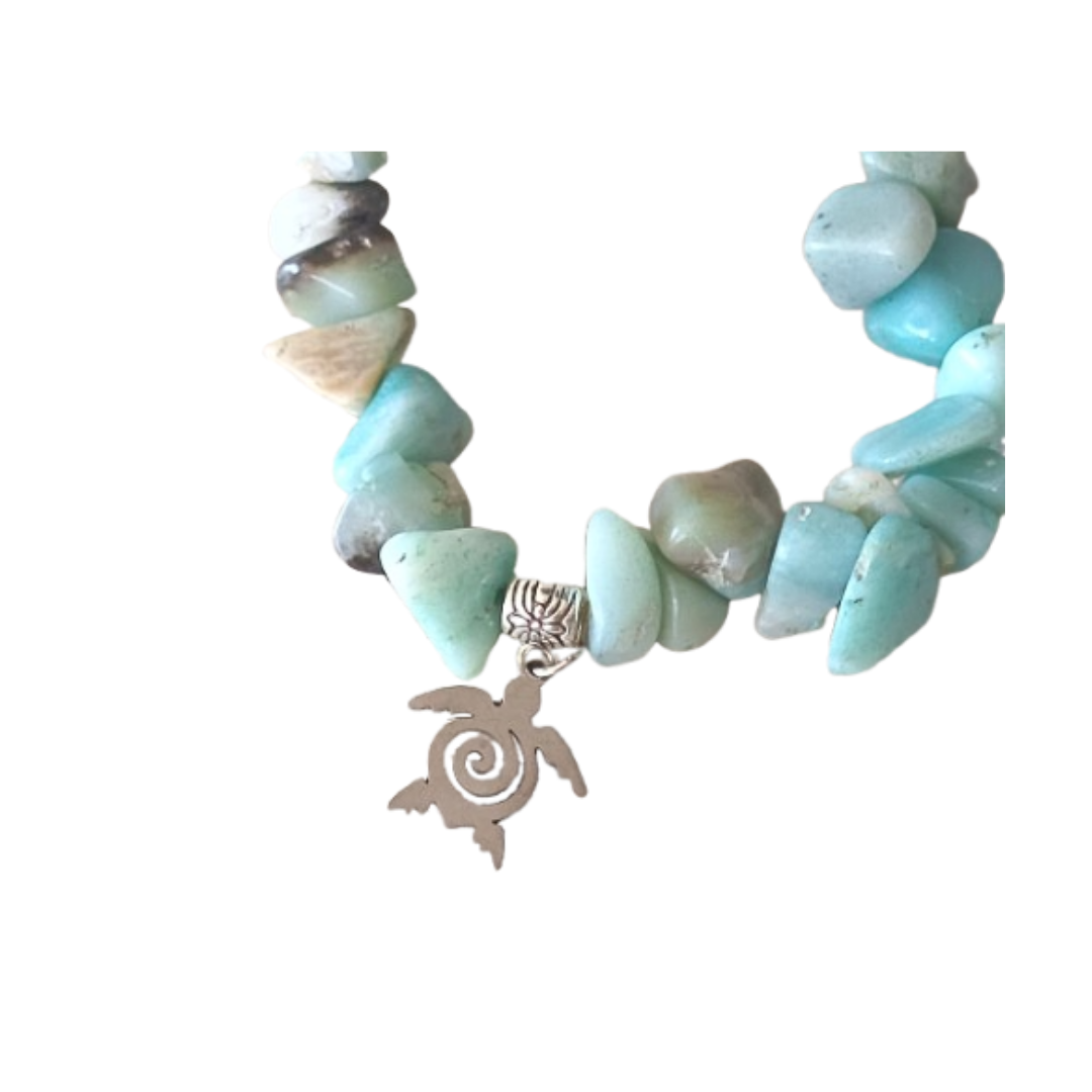 Pulsera Piedra R stica de Aguamarina-1