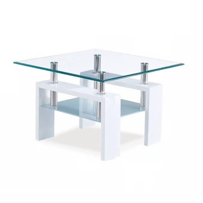 mesa Lateral vidrio templado T-30 Blanca-0