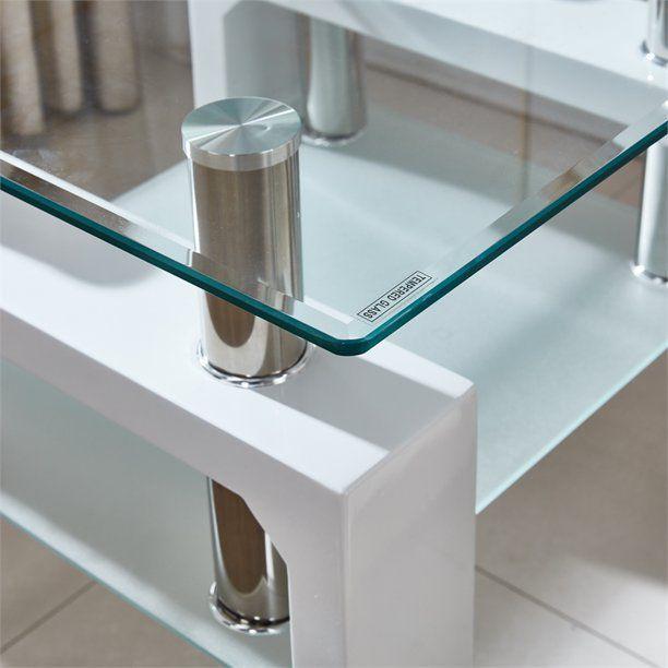 mesa Lateral vidrio templado T-30 Blanca-1