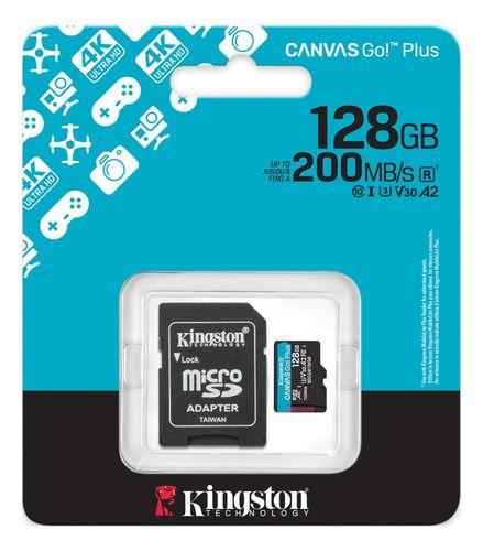 Tarjeta Kingston Canvas Go Plus 128gb Con Adaptador Sd-4