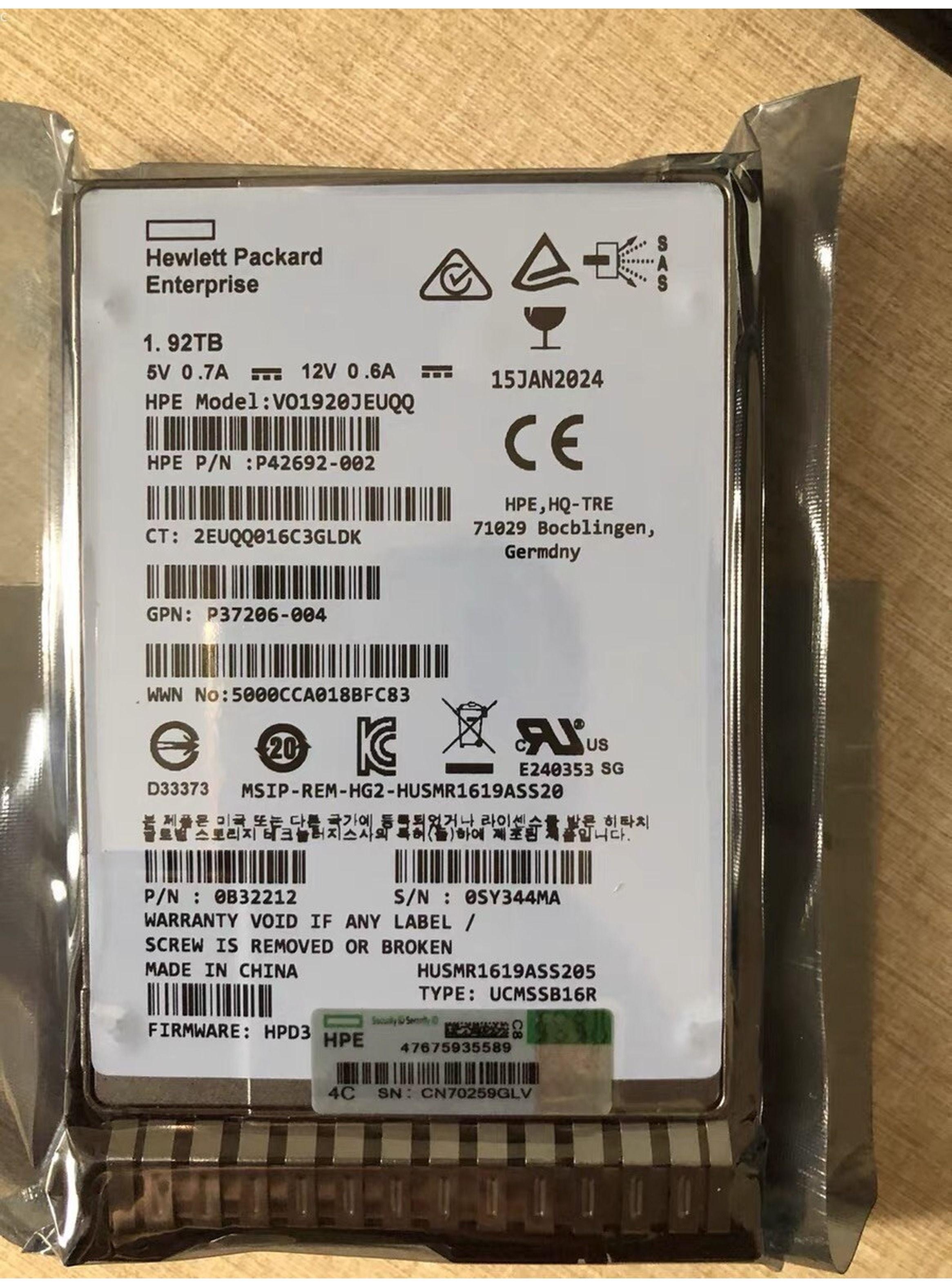 HPE 1.92TB SAS 12GB MU SFF BC VS MV SSD-2