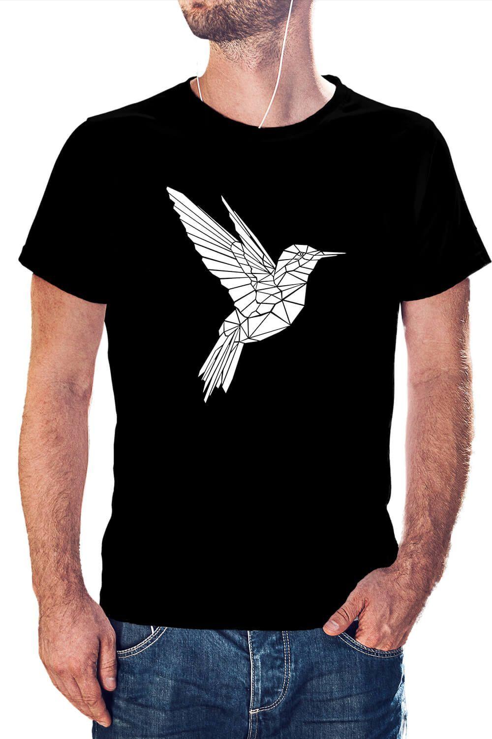 Polera Hombre diseño Colibrí Geométrico-0