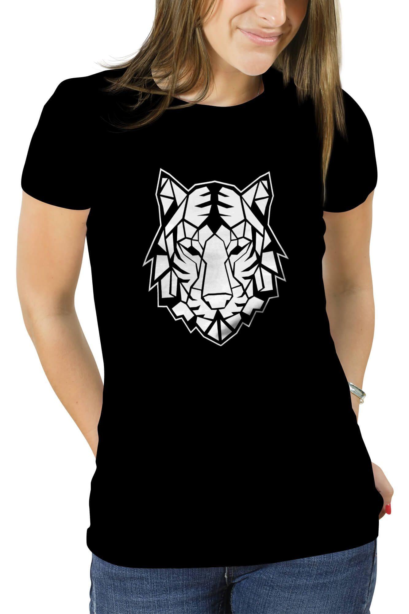 Polera mujer diseño Tigre Geométrico-0