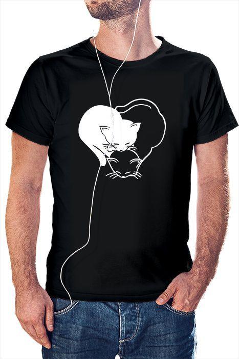 Polera Hombre diseño gatitos abrazados gato D3-0