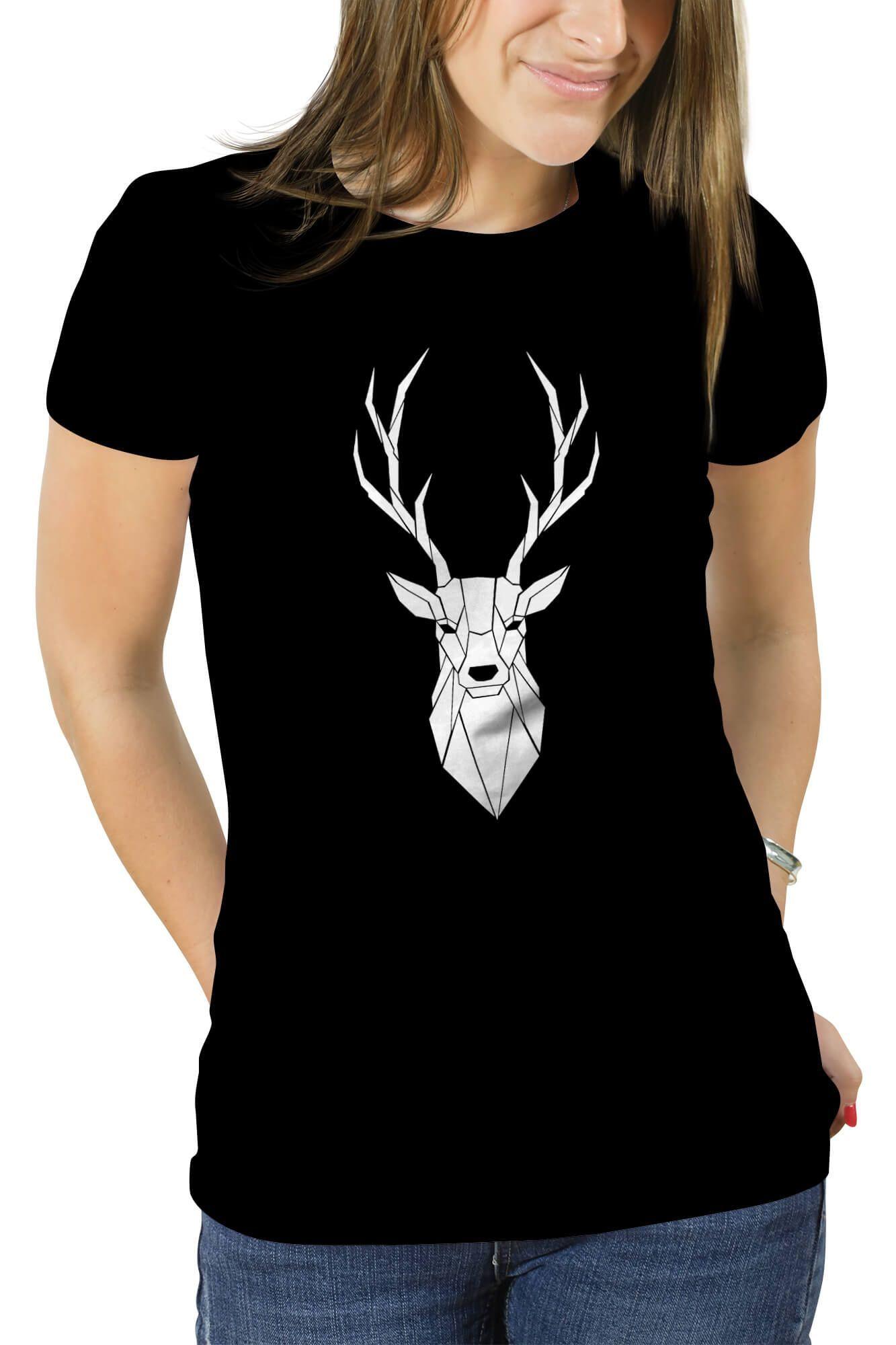Polera mujer diseño Ciervo Geométrico-0