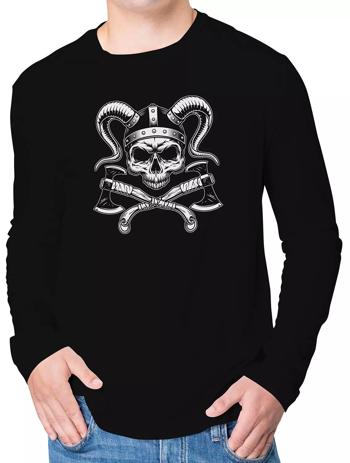 Polera Manga larga Vikingo Valhalla Skull D28-0