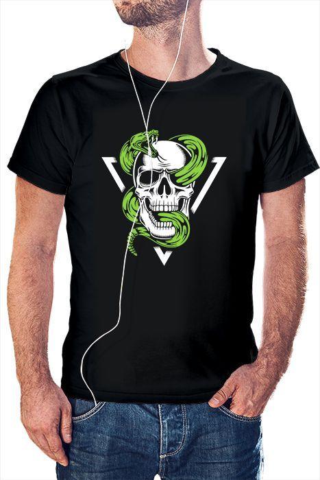 Polera Hombre diseño calavera y serpiente 3-0