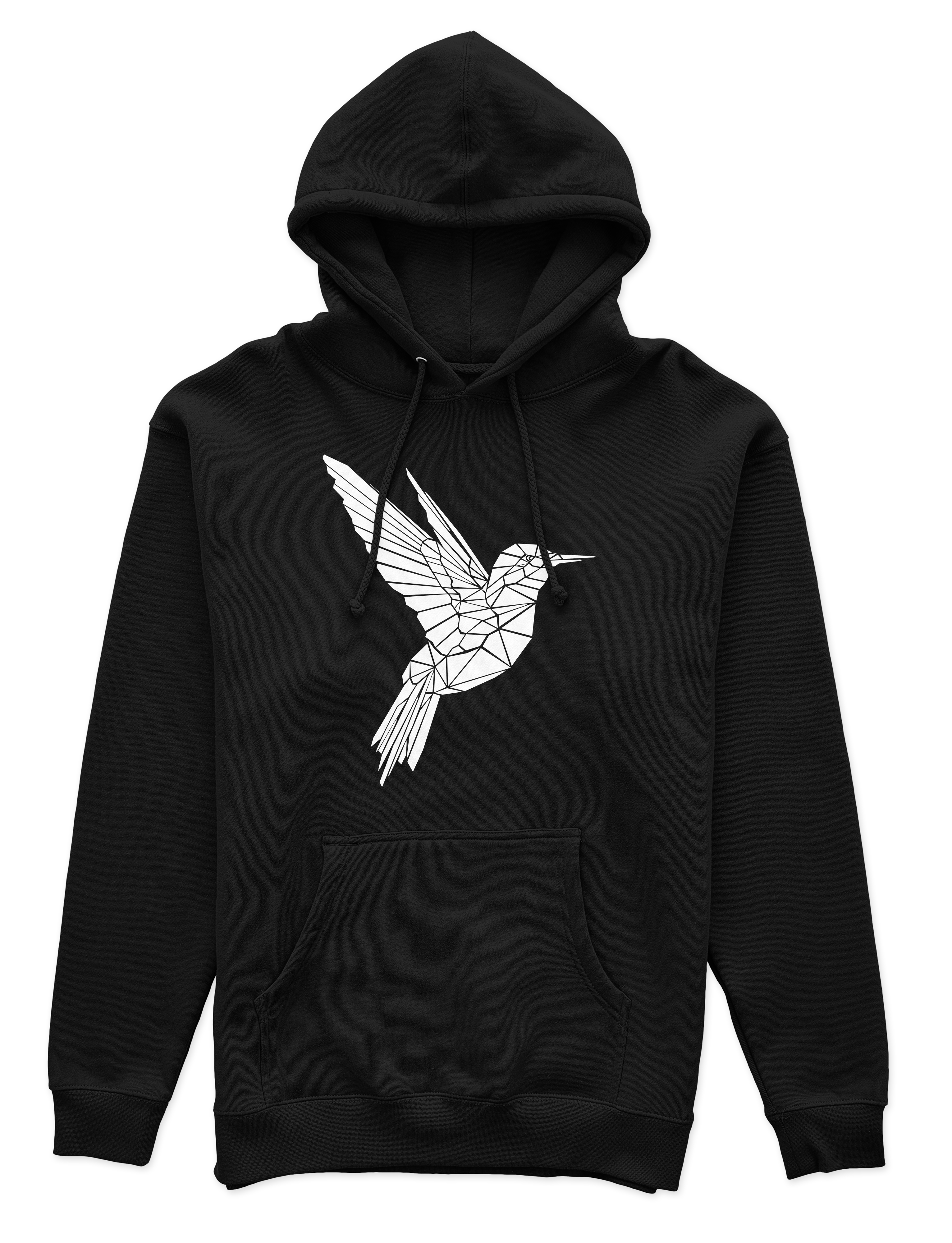 Polerón Canguro Unisex Negro - Colibrí Geométrico-0