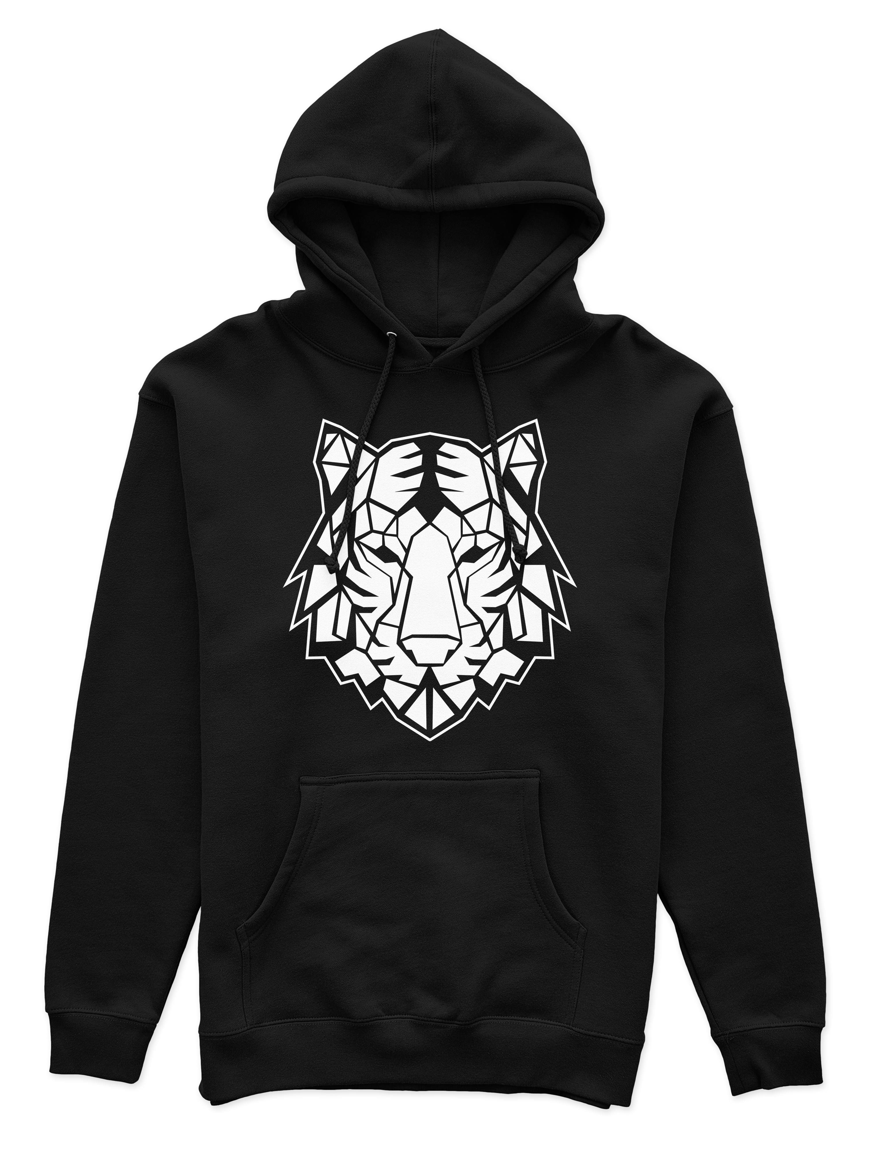 Polerón Canguro Unisex Negro - Tigre Geométrico-0