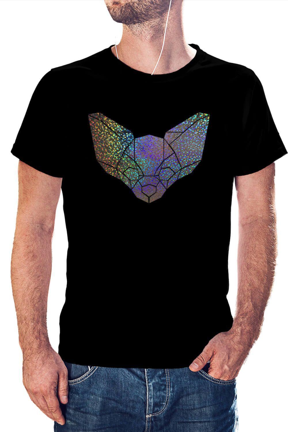 Polera Hombre diseño Perrito Chihuahua Geométrico Holografico efecto circulo perro-0