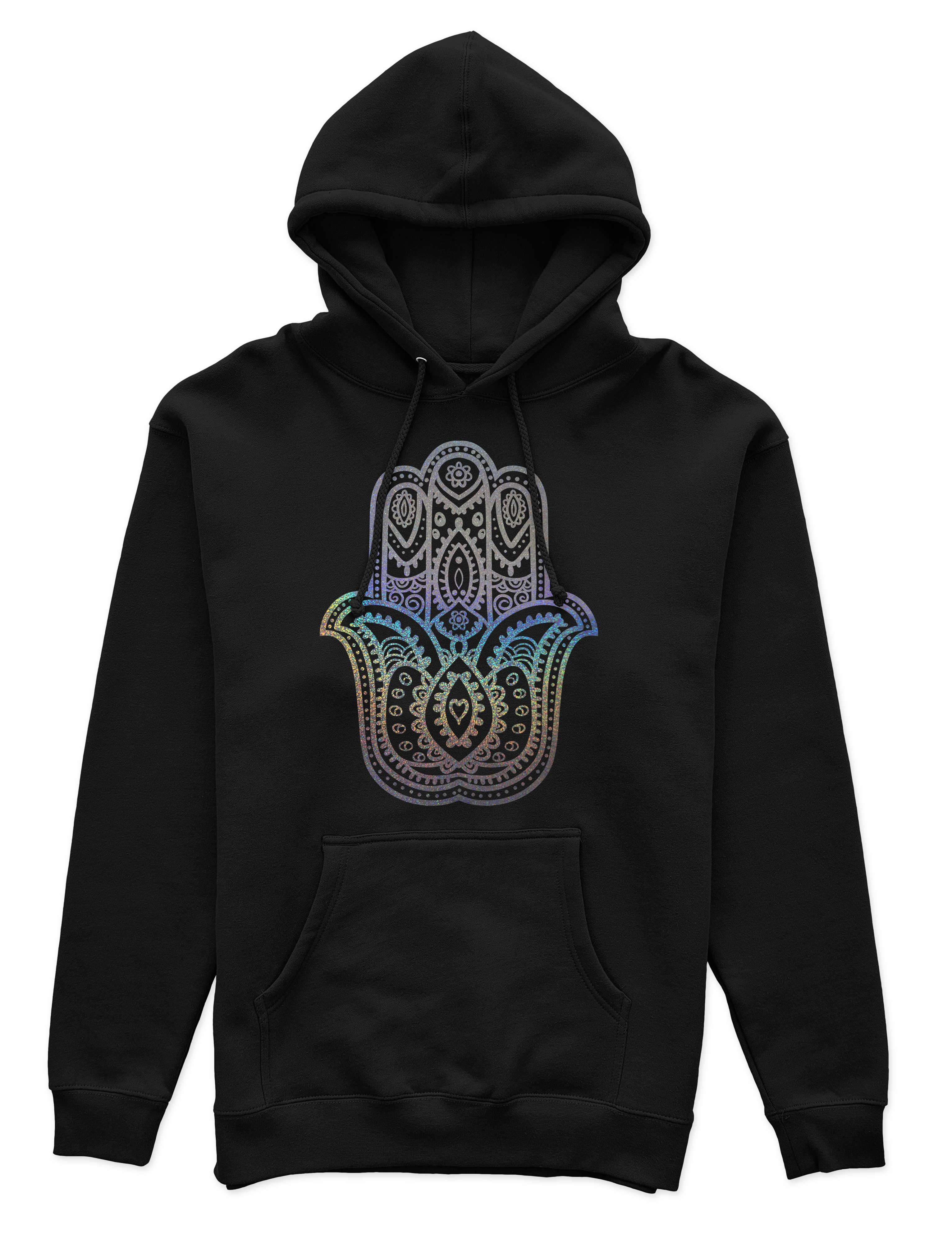 Polerón Canguro Unisex Negro - Mandala (6) holográfico-0