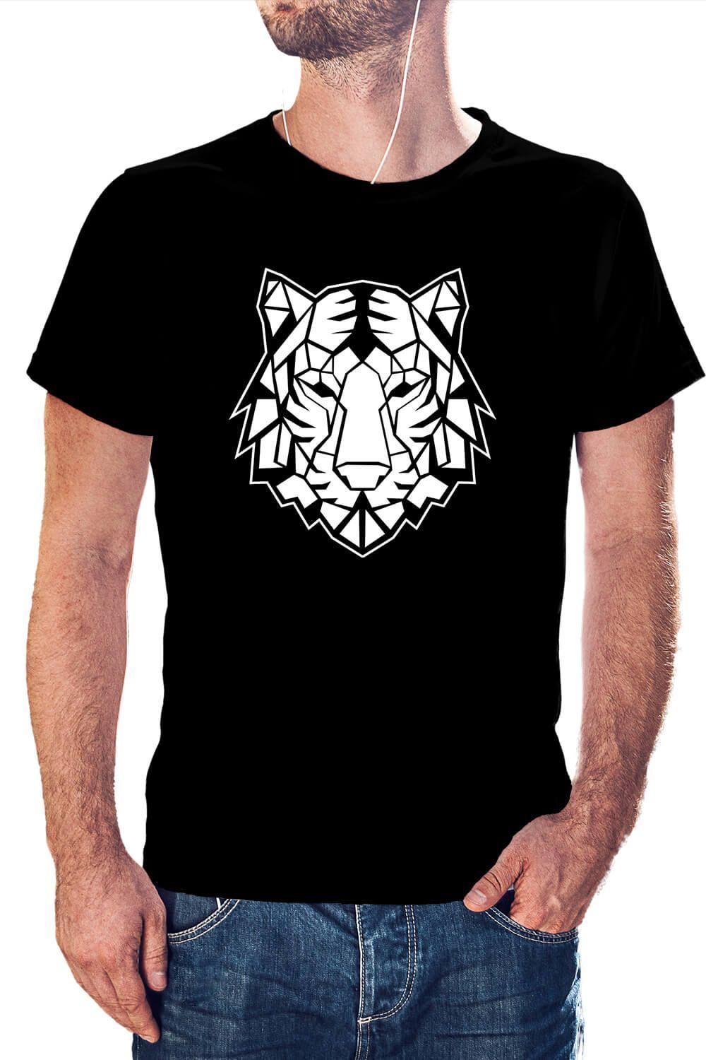 Polera Hombre diseño Tigre Geométrico-0