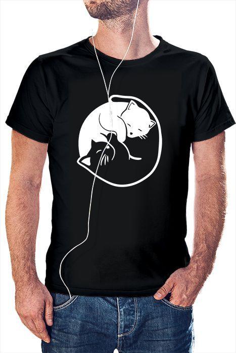 Polera Hombre diseño gatitos abrazados gato -0