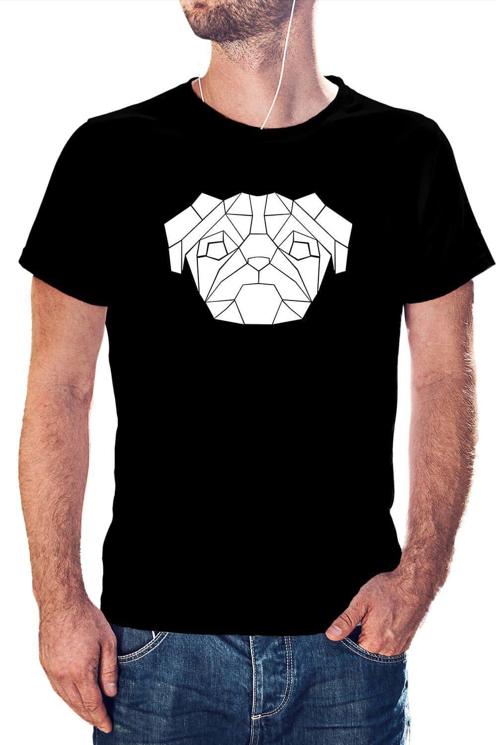 Polera Hombre diseño Perrito Pug Geométrico perro-0